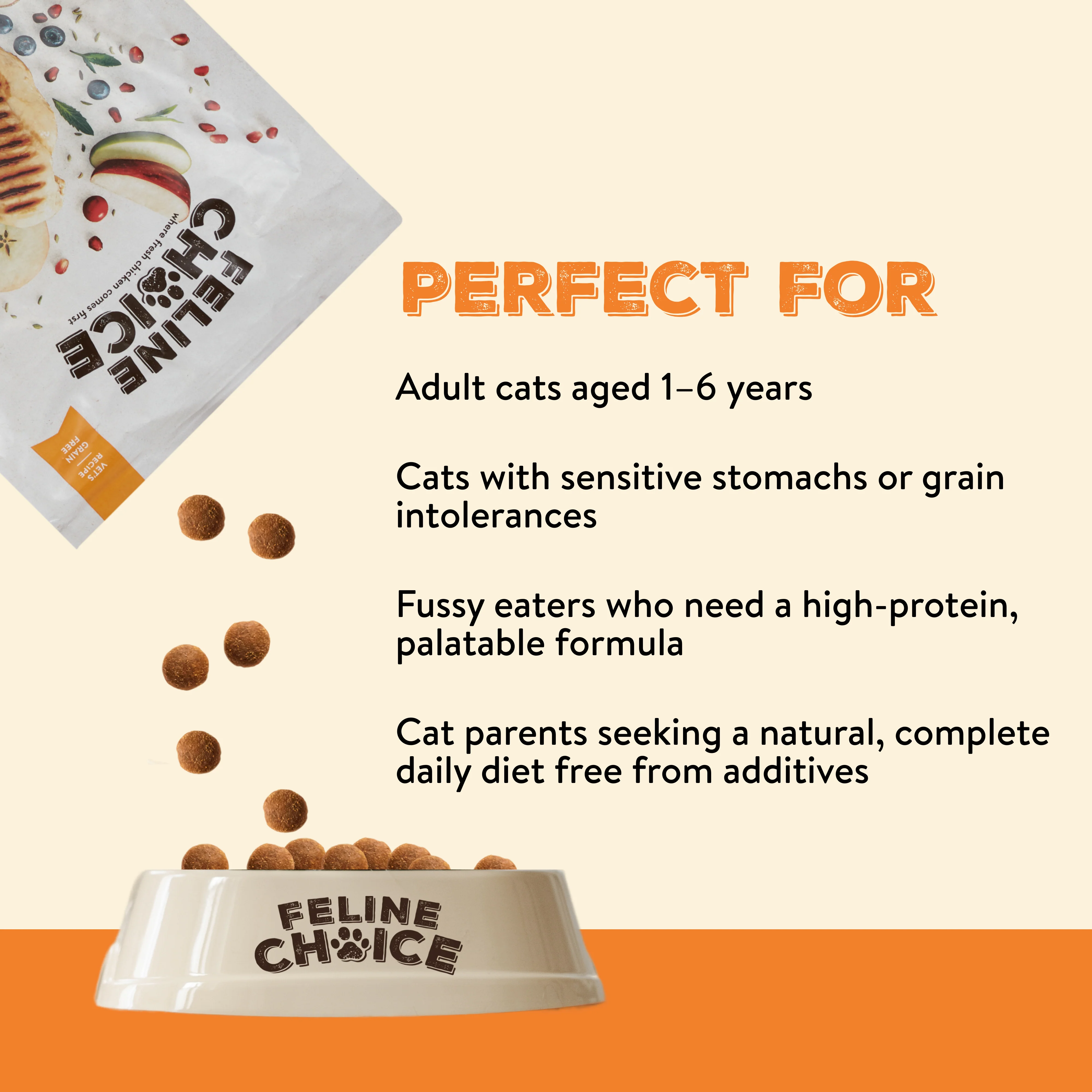 Feline Choice Grain-Free Complete Adult Dry Cat Food – Chicken, Sweet Potato & Apple - Image 4