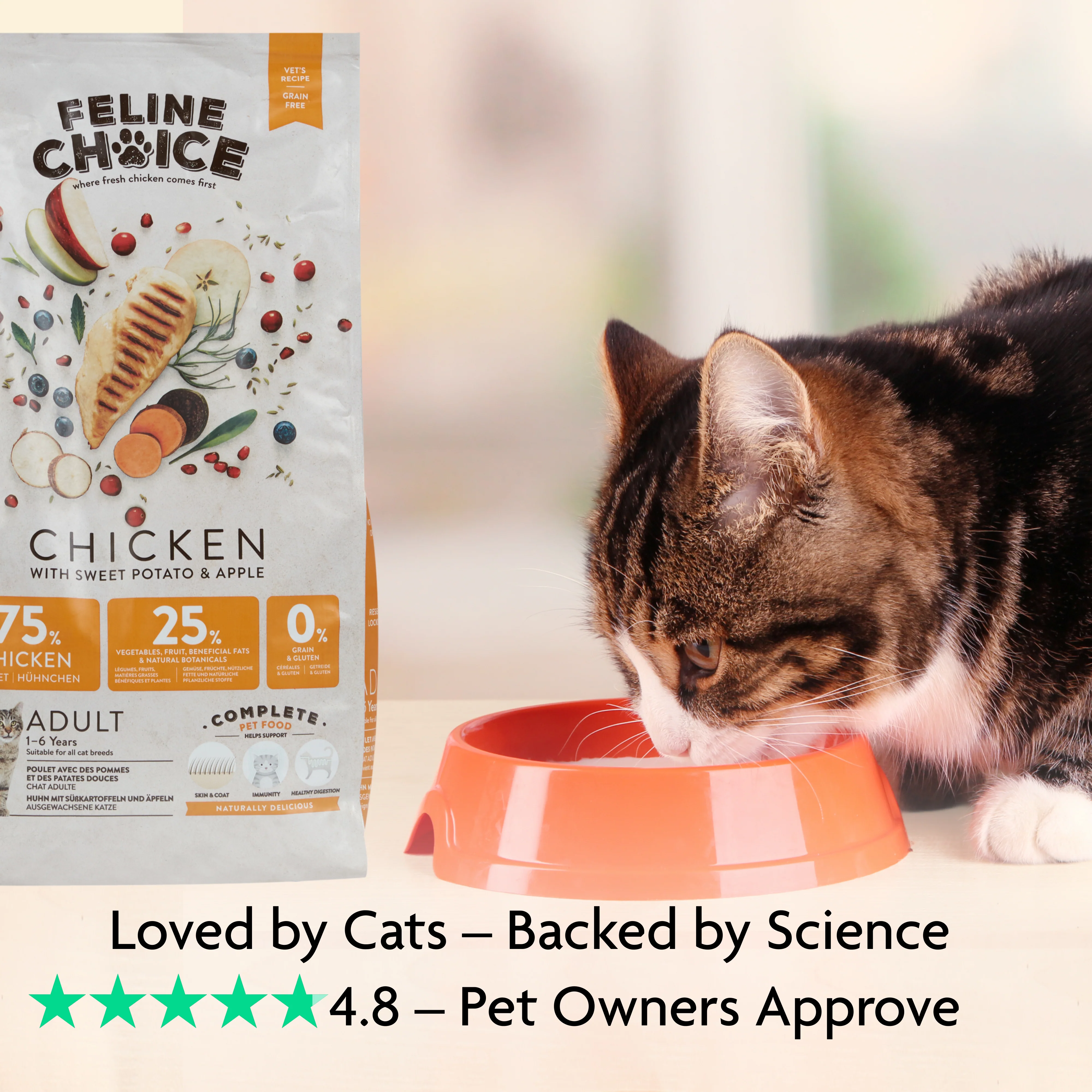Feline Choice Grain-Free Complete Adult Dry Cat Food – Chicken, Sweet Potato & Apple - Image 5