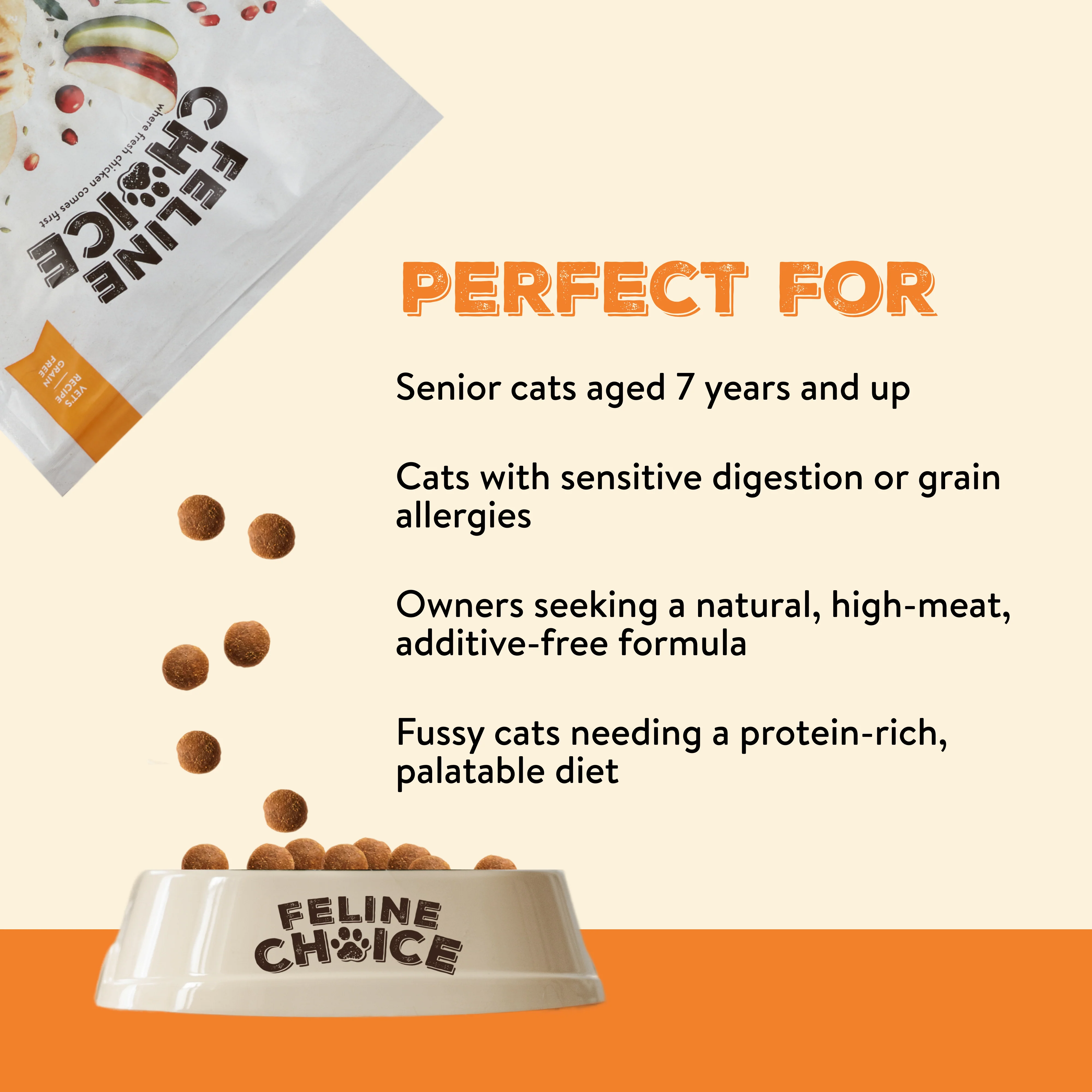 Feline Choice Grain-Free Senior Dry Cat Food – Chicken, Sweet Potato & Apple - Image 4