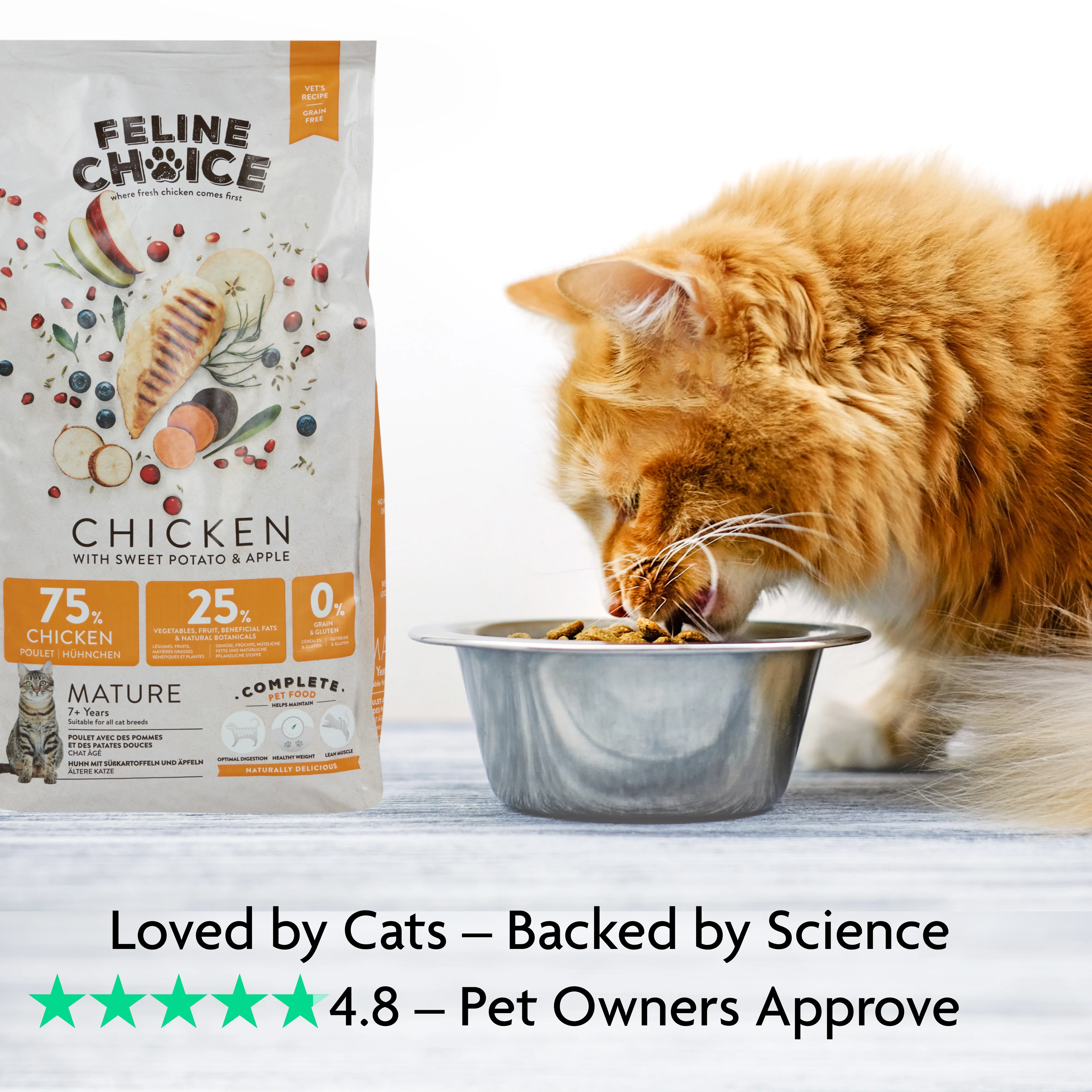 Feline Choice Grain-Free Senior Dry Cat Food – Chicken, Sweet Potato & Apple - Image 5