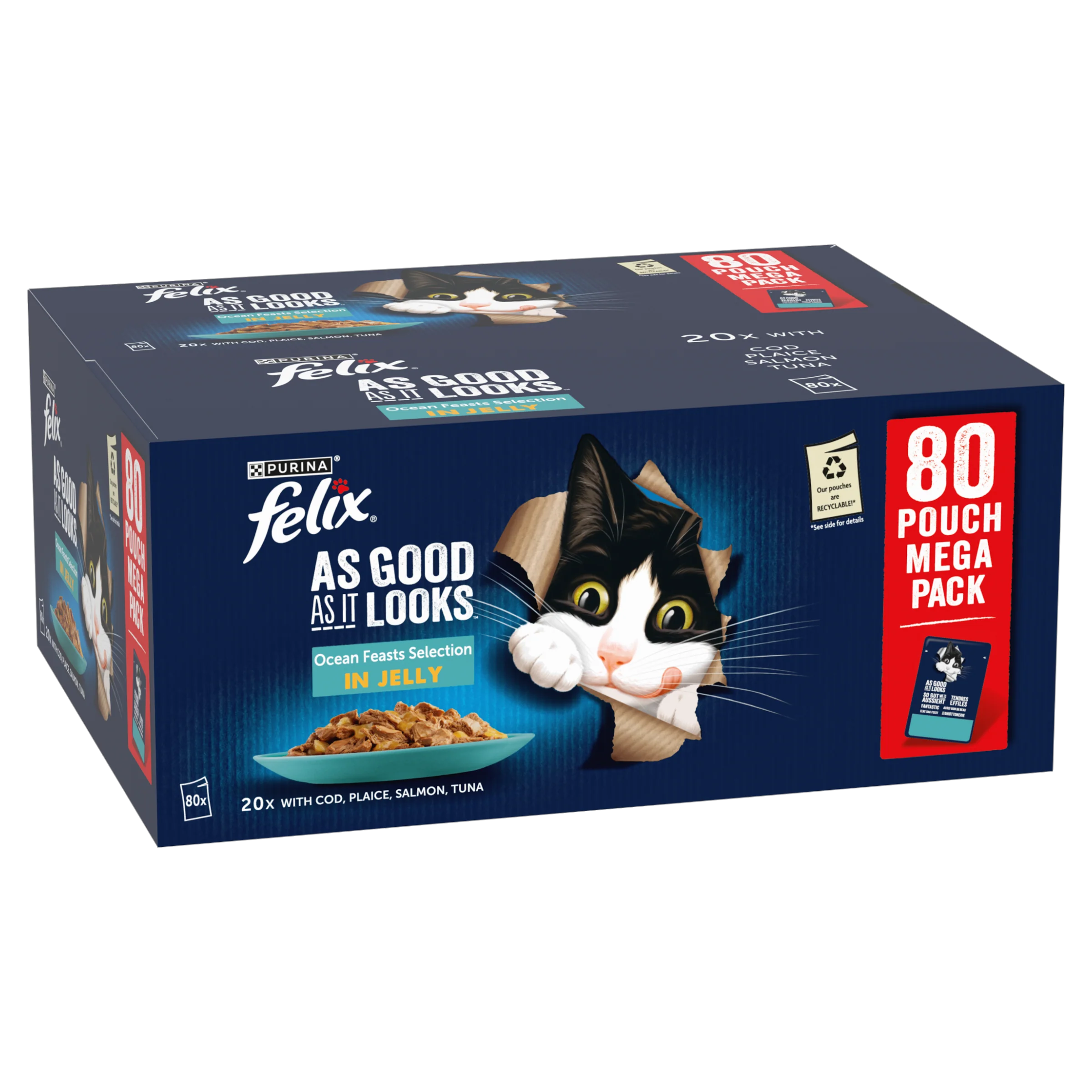 Felix As Good As it Looks Ocean Feasts Selection in Jelly Adult Wet Cat Food - Image 2