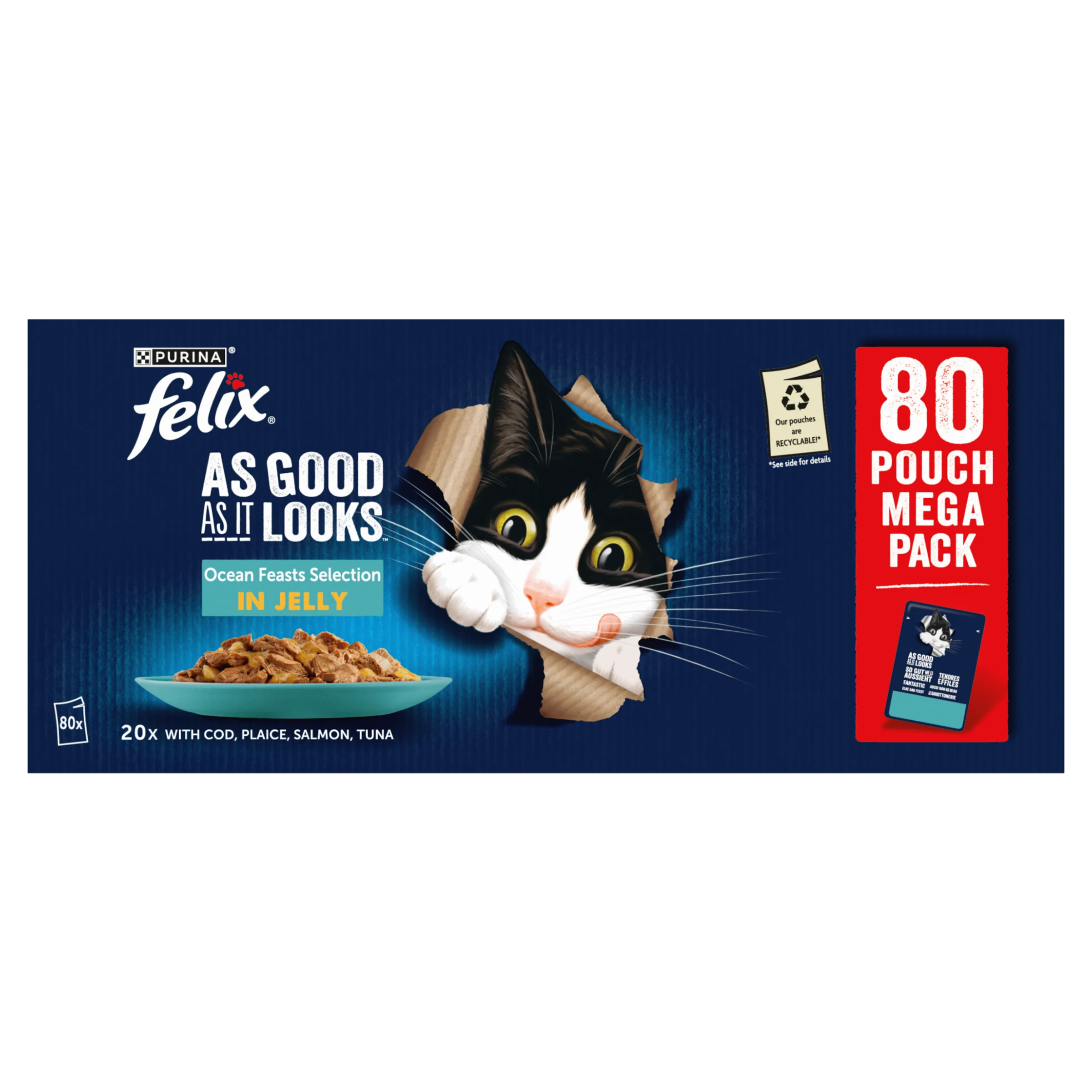 Felix As Good As it Looks Ocean Feasts Selection in Jelly Adult Wet Cat Food - Image 8