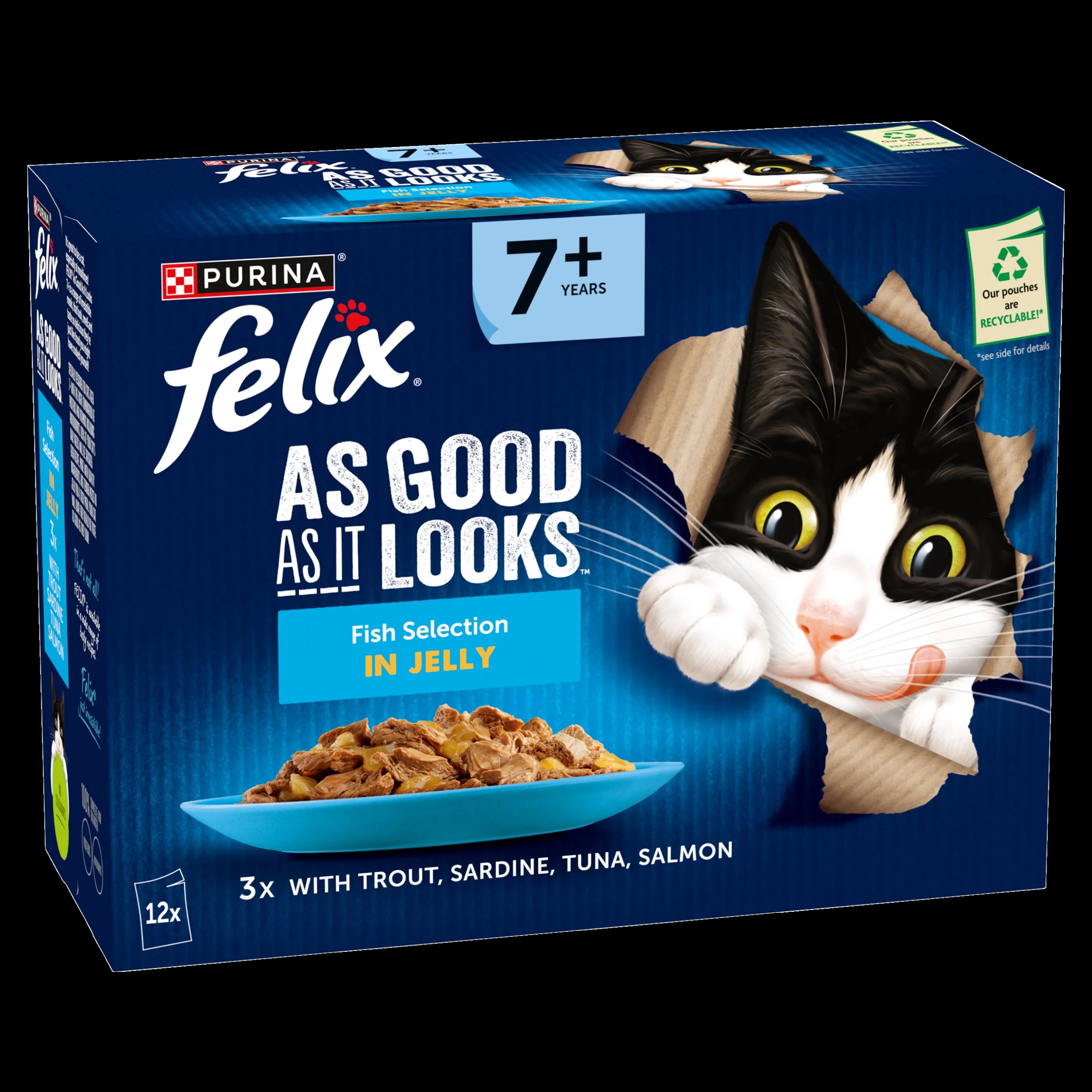 Felix As Good As it Looks Senior 7+ Fish in Jelly Wet Cat Food - Image 2