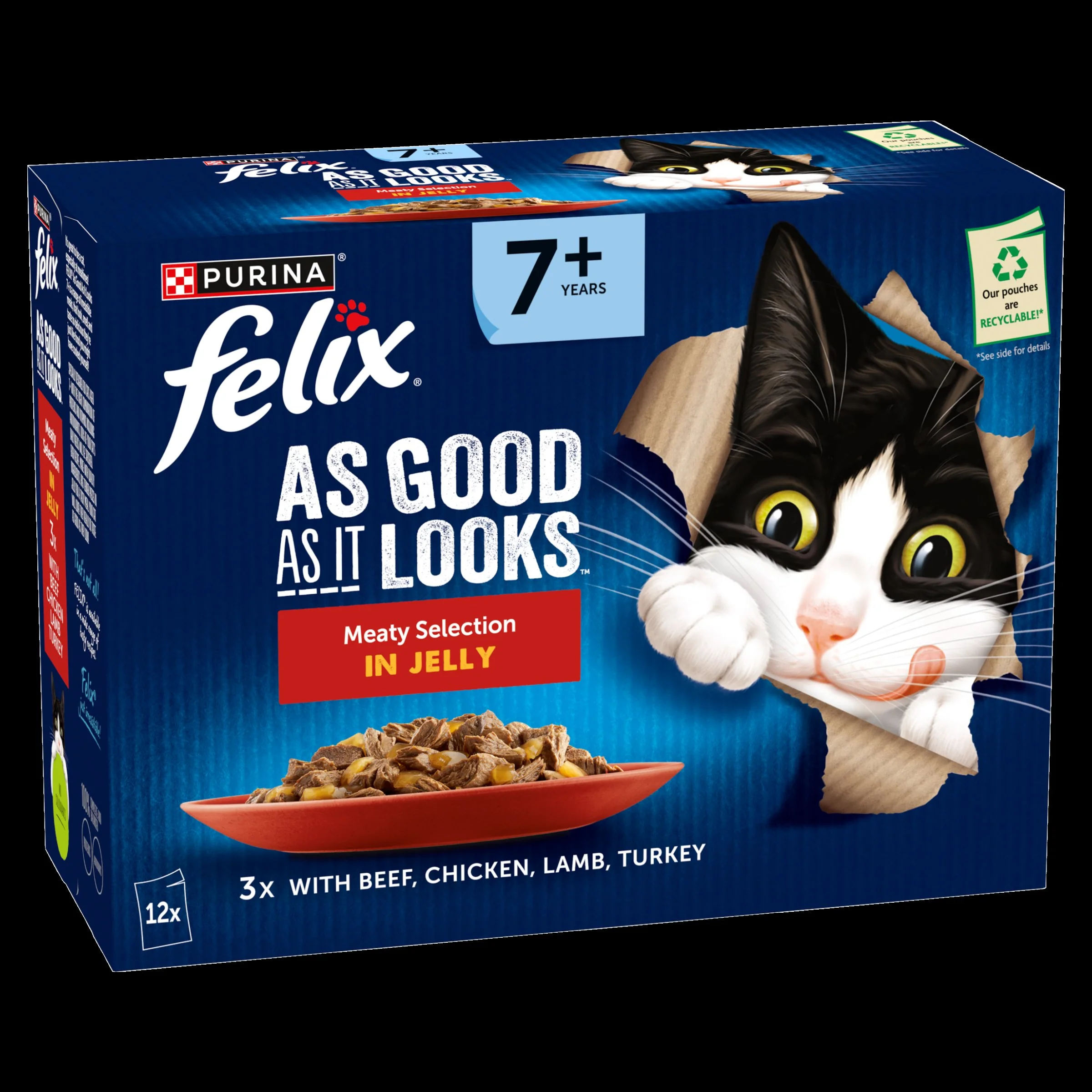 Felix As Good As it Looks Senior 7+ Meat in Jelly Wet Cat Food - Image 2