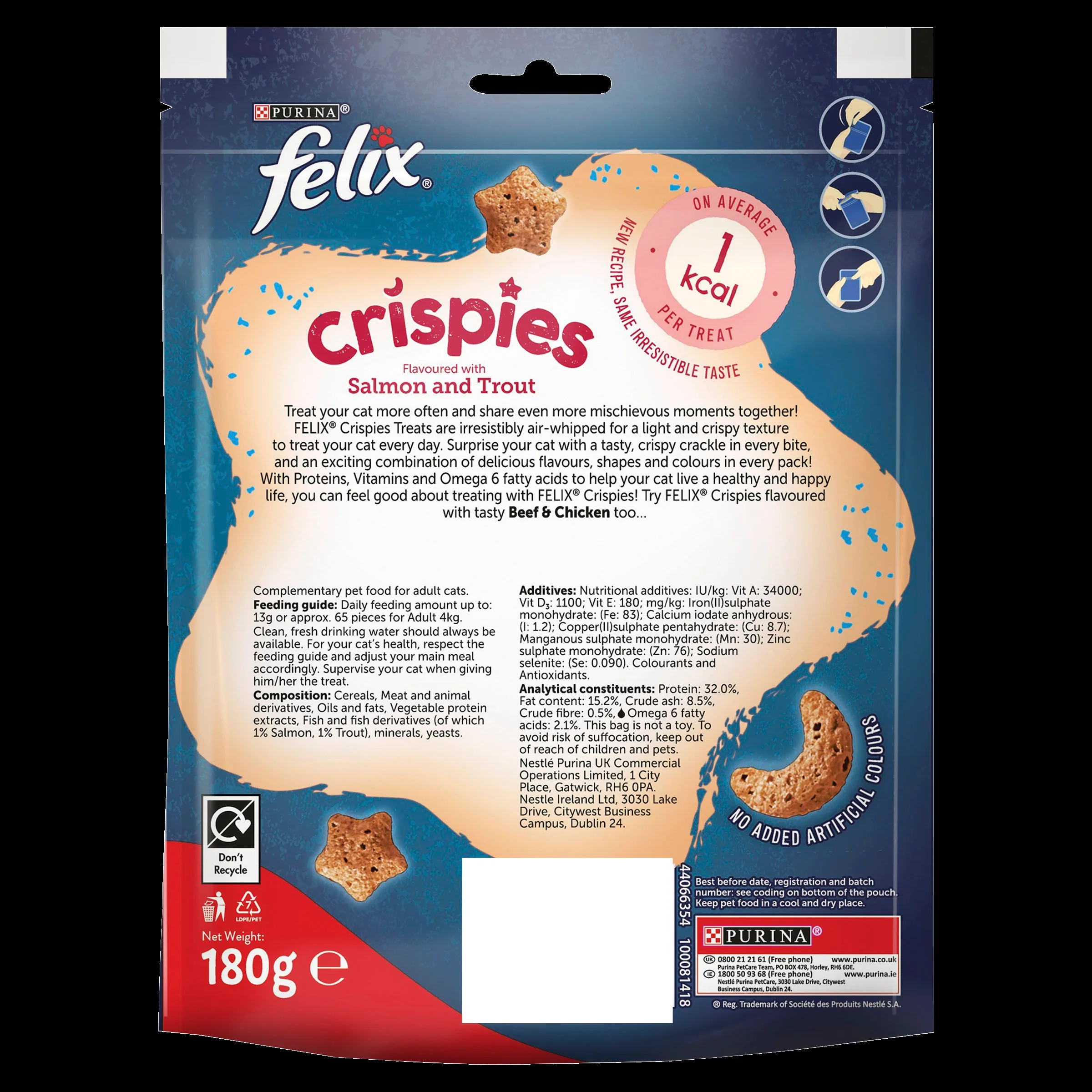 Felix Crispies Salmon and Trout Adult Cat Treats - Image 3