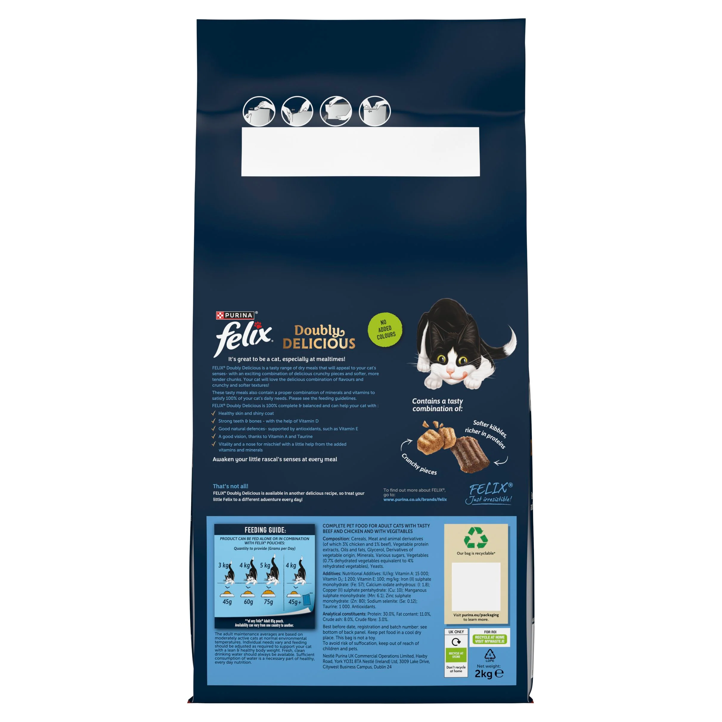 Felix Doubly Delicious Beef Chicken & Vegetables Dry Cat Food - Image 2