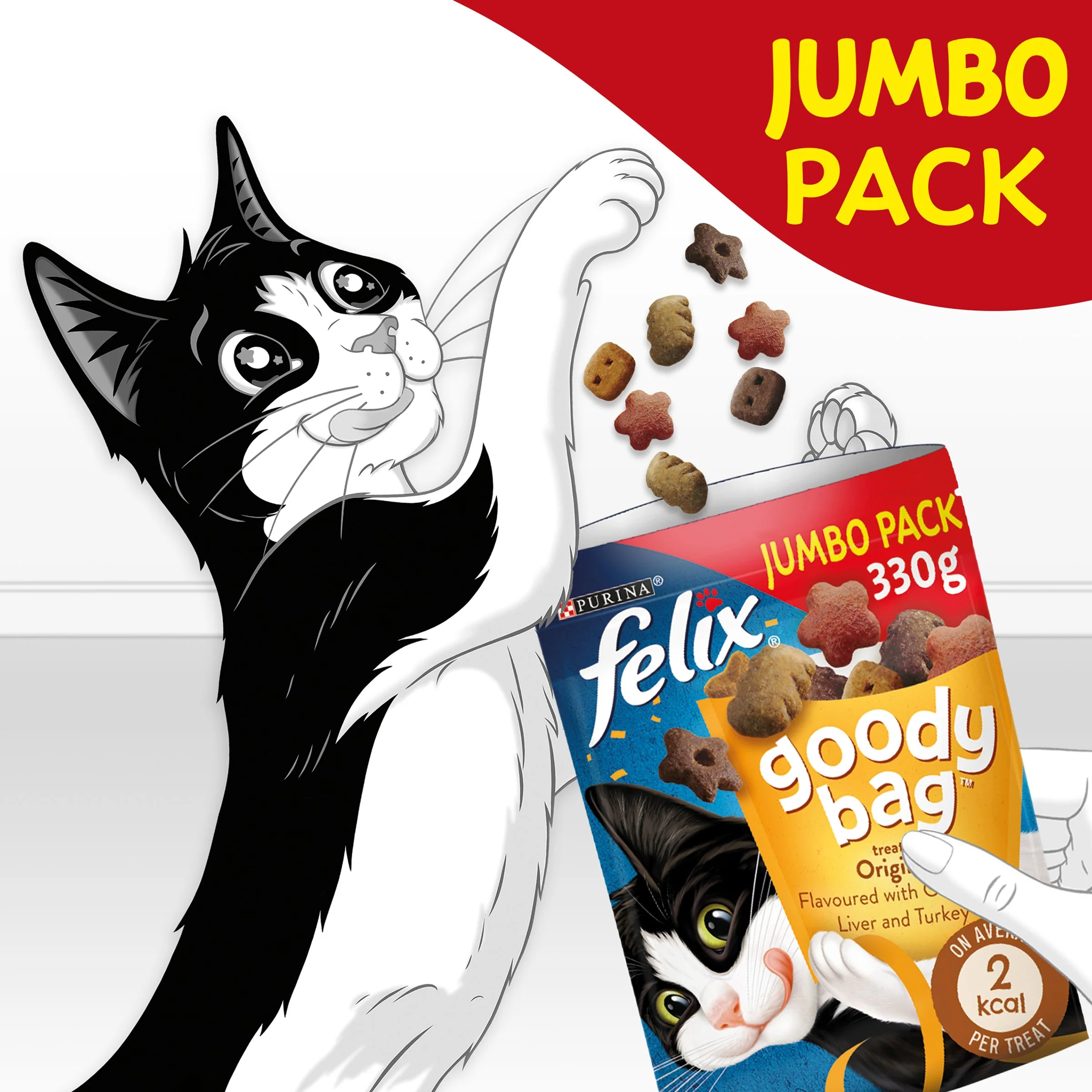 Felix Goody Bag Original Chicken, Liver and Turkey Adult Cat Treats - Image 3