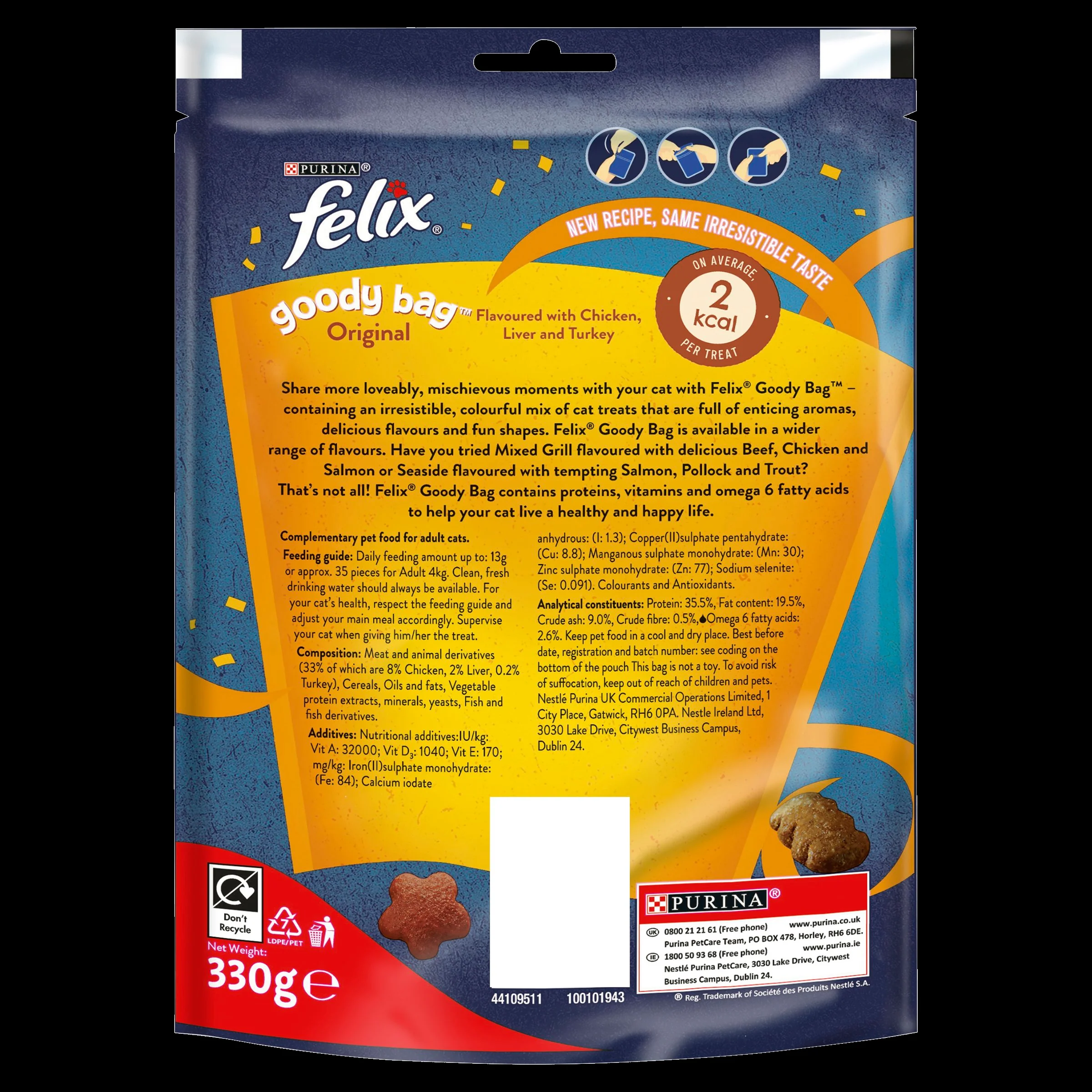 Felix Goody Bag Original Chicken, Liver and Turkey Adult Cat Treats - Image 4