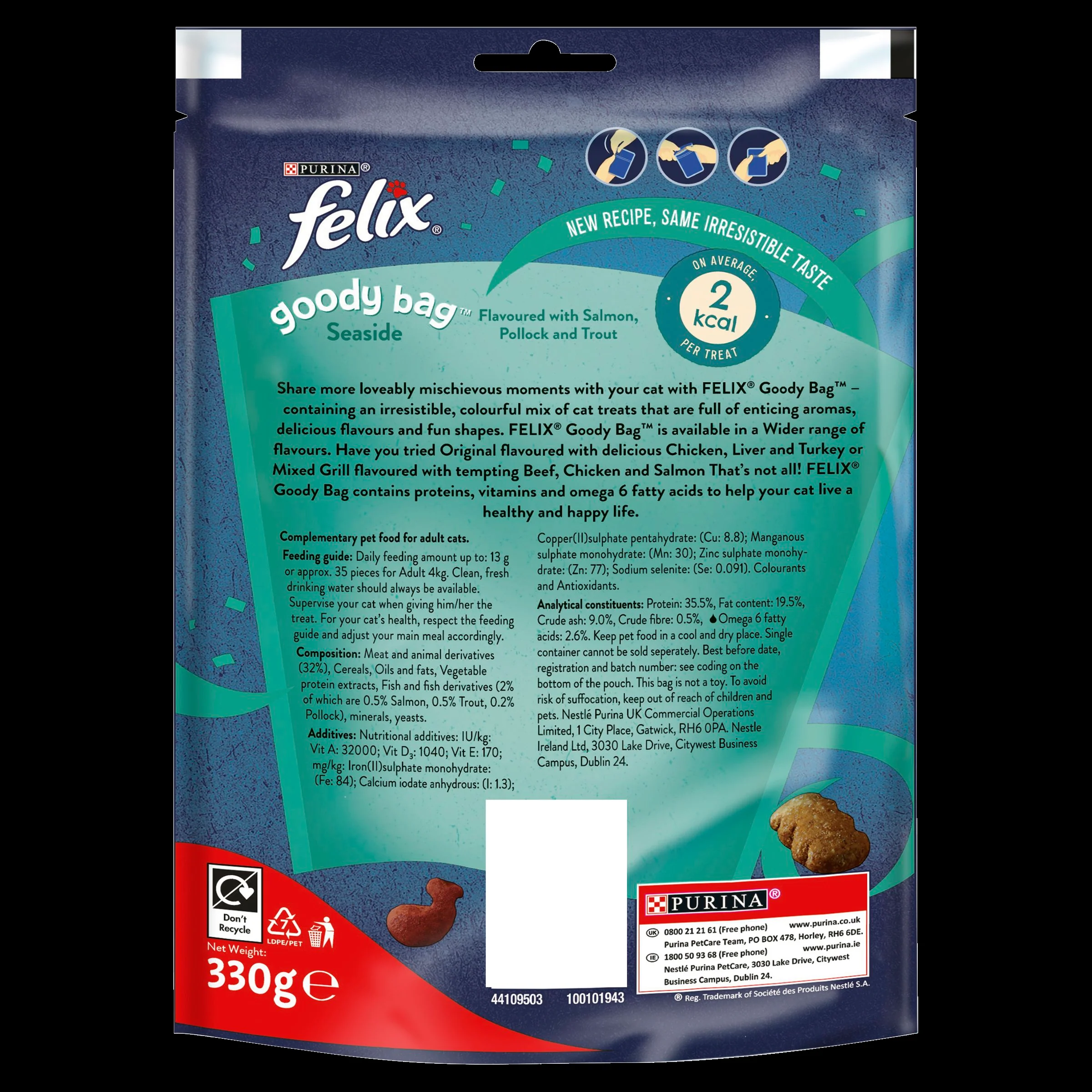 Felix Goody Bag Seaside Salmon, Pollock and Trout Adult Cat Treats - Image 3