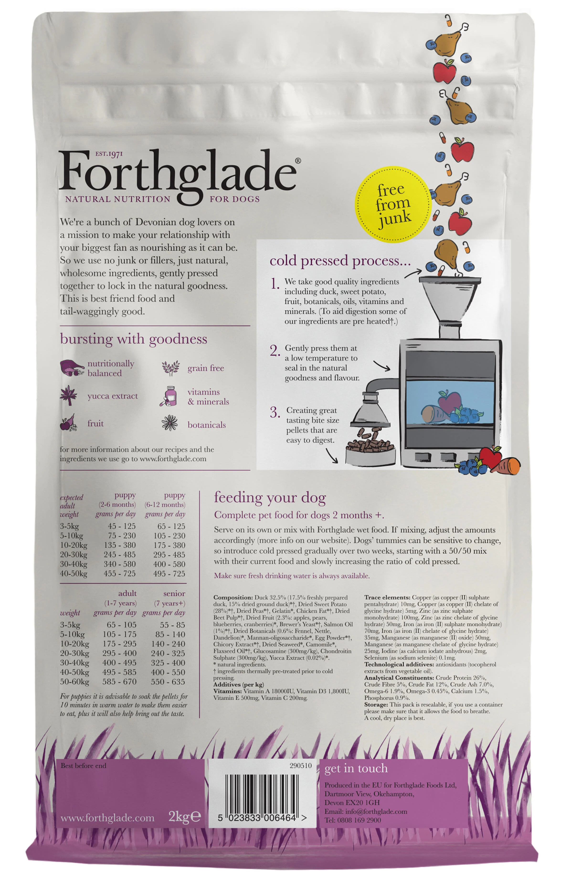 Forthglade Cold Pressed Grain Free Dry Dog Food - Duck - Image 3