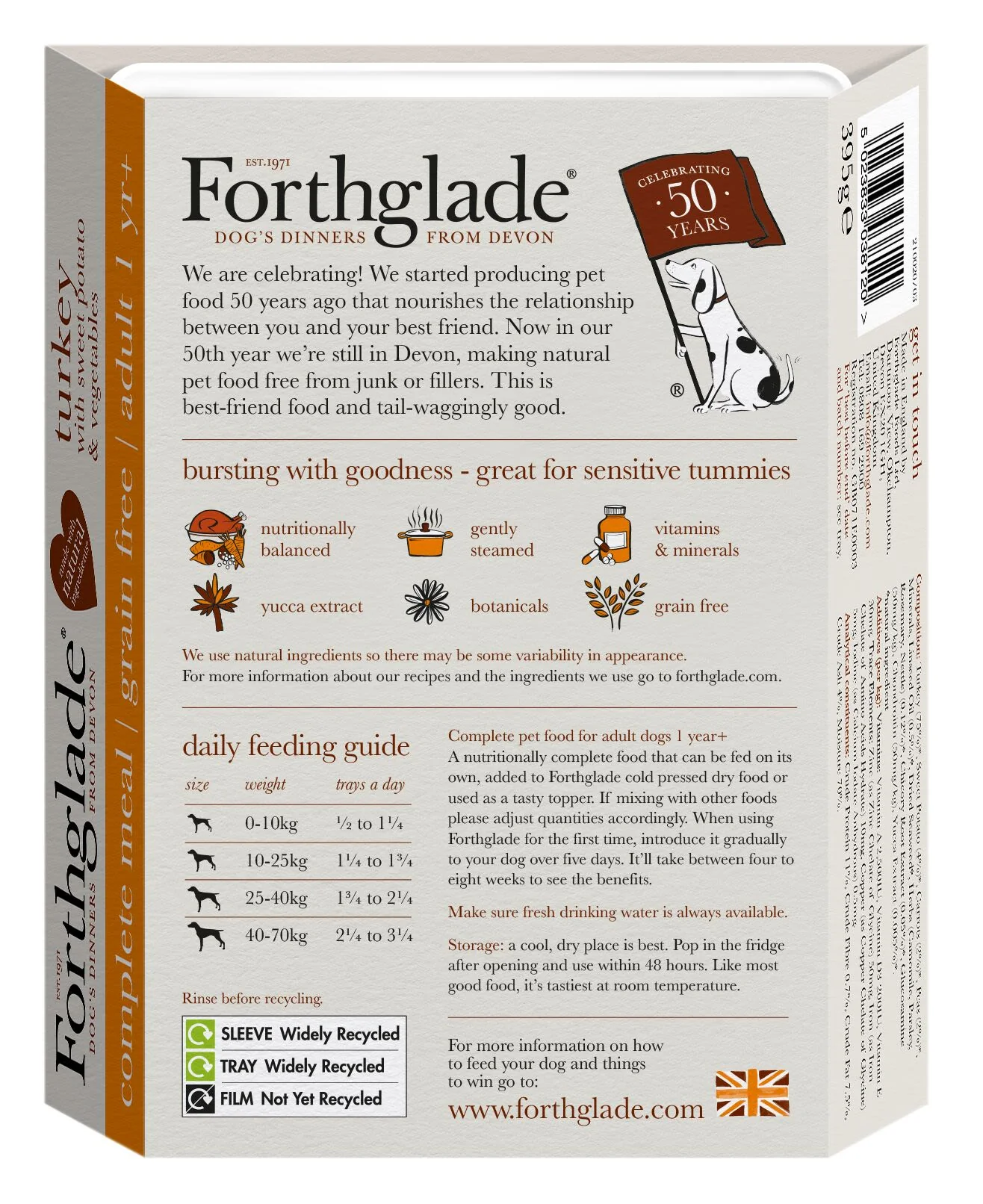 Forthglade Complete Grain Free Adult Wet Dog Food - Turkey with Sweet Potato & Vegetables - Image 2