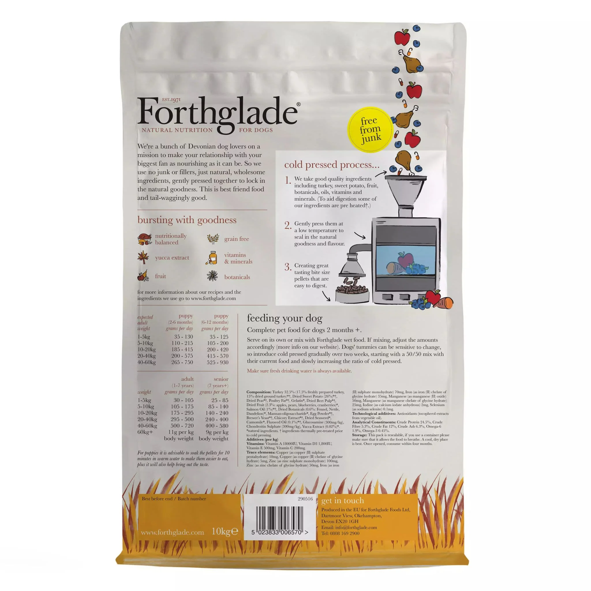 ForthgladeĀ Complete Natural Cold Pressed Dry Dog Food - Turkey with Sweet Potato 10kg - Image 3