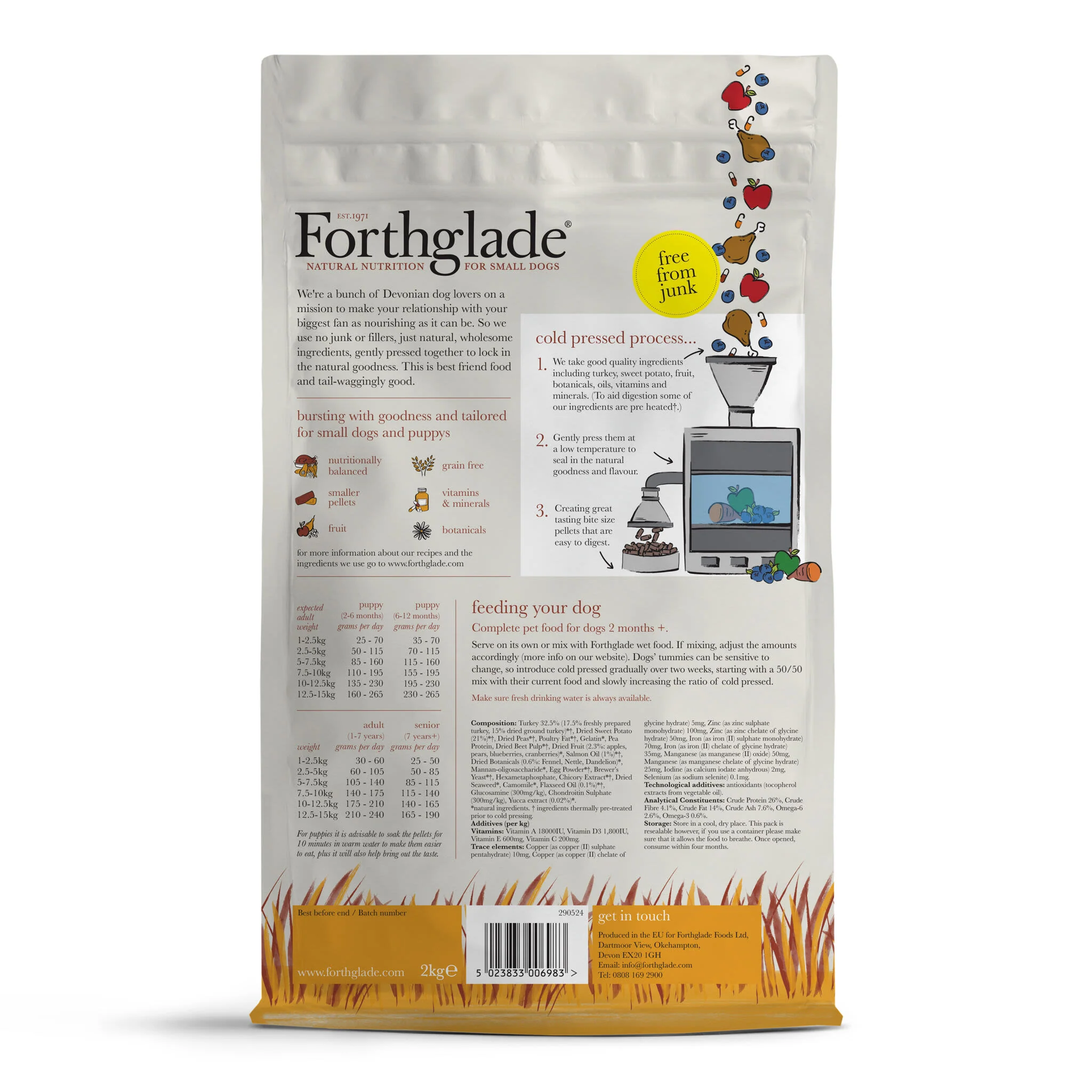 ForthgladeĀ Complete Natural Cold Pressed Small Dry Dog Food - Turkey with Sweet Potato - Image 3
