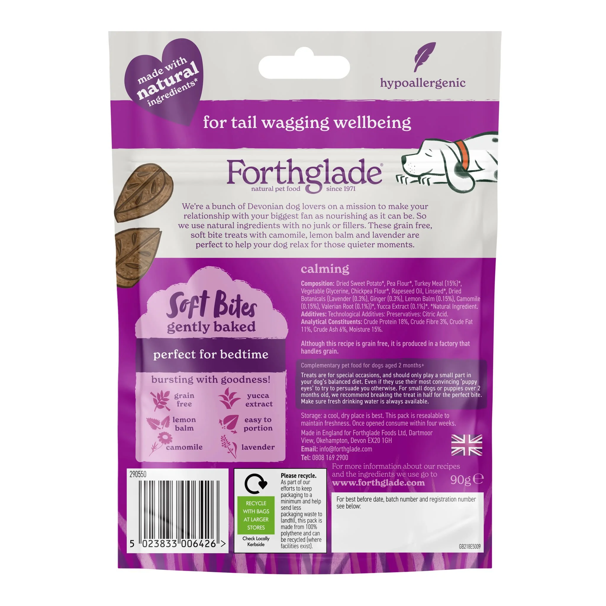 Forthglade Functional Calming Natural Soft Bites Dog Treats - Camomile, Lavender & Lemon Balm - Image 2