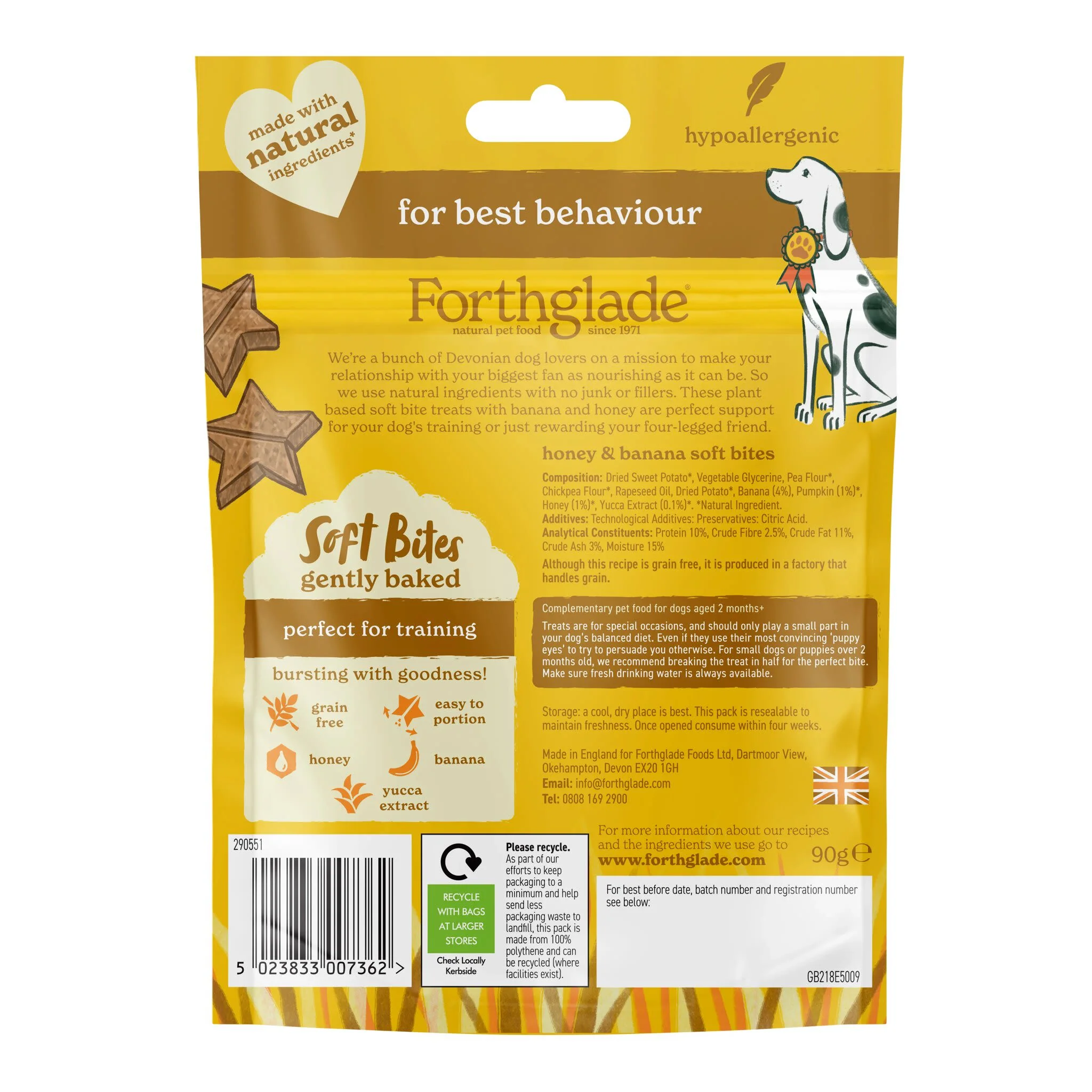 Forthglade Functional Rewards Natural Soft Bites Dog Treats - Banana & Honey - Image 2