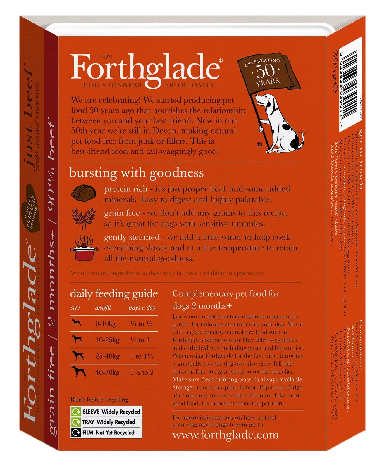 Forthglade Just Complementary 2 Months+ Grain-free Wet Dog Food - Beef - Image 3