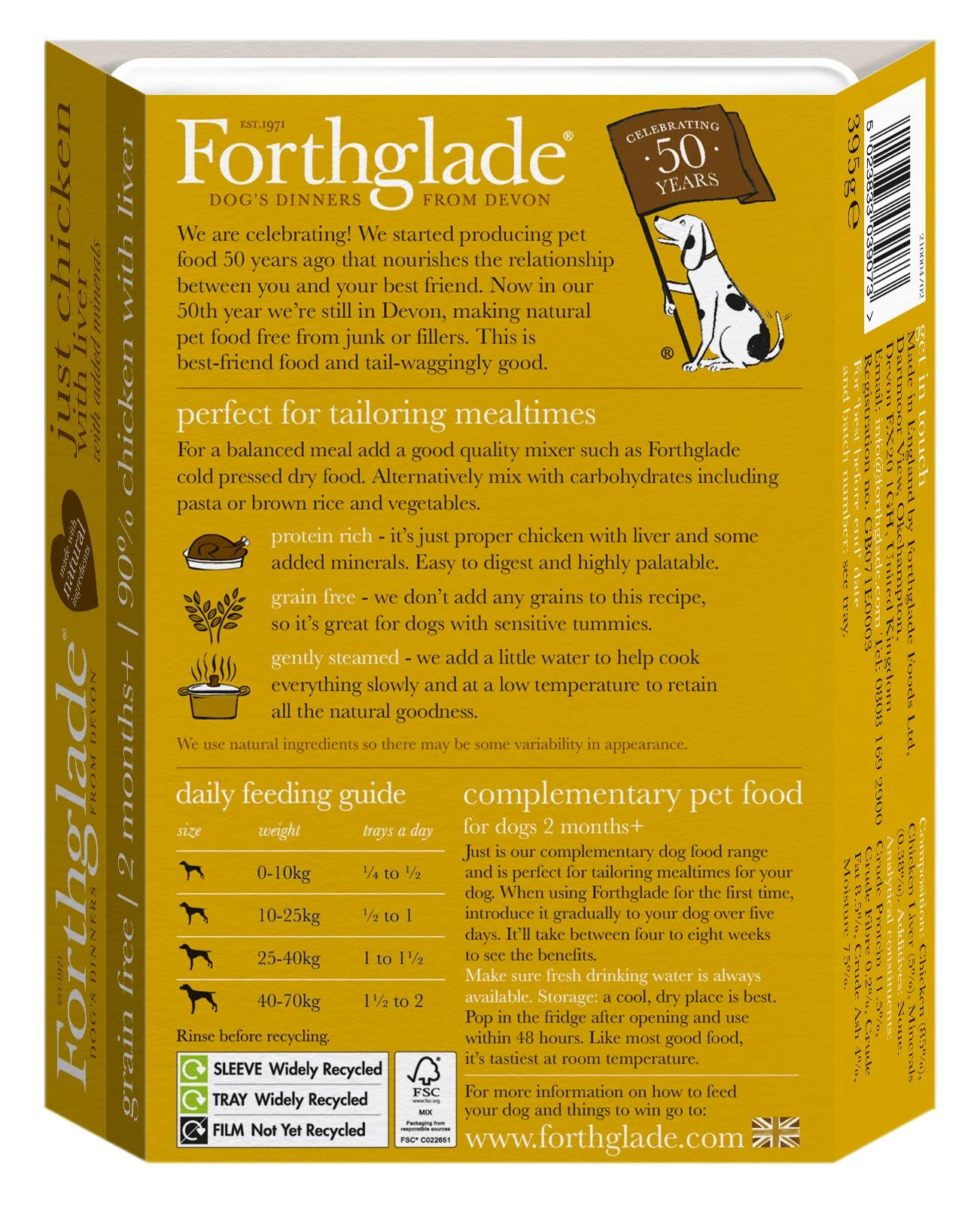 Forthglade Just Complementary 2 Months+ Grain-free Wet Dog Food - Chicken with Liver - Image 3
