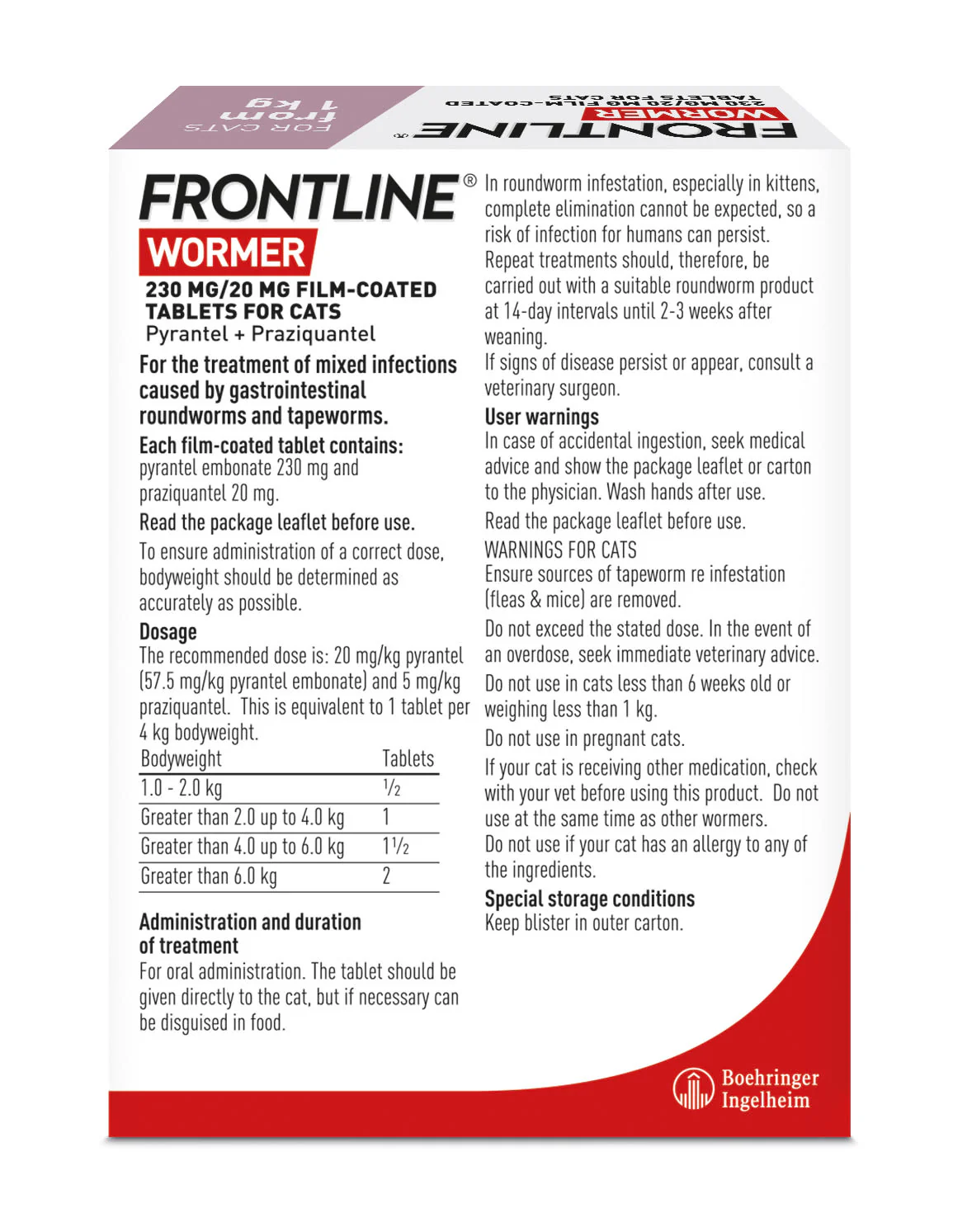 Frontline Wormer Film-Coated Tablets for Cats - Image 4