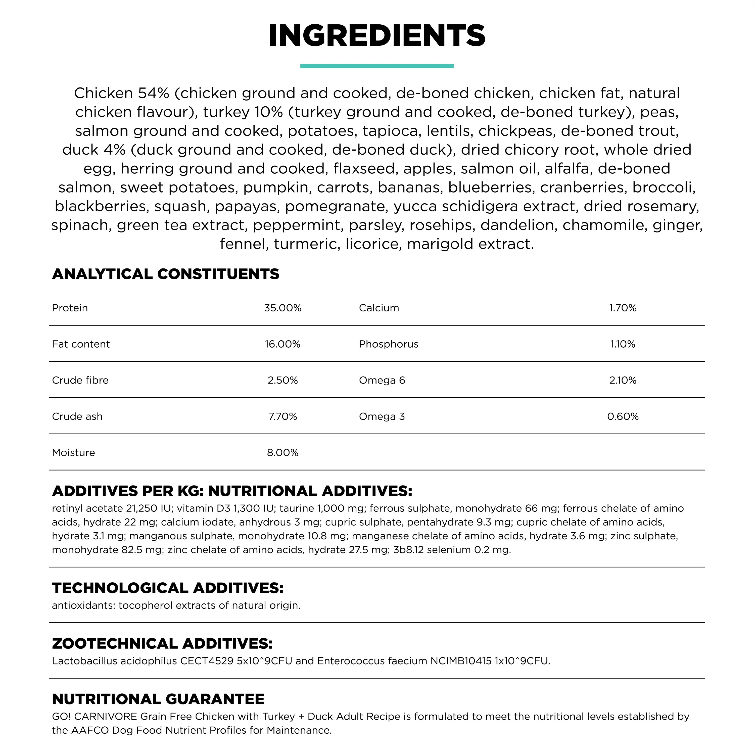 Go! Solutions Carnivore Grain Free Chicken, Turkey + Duck Adult Recipe Dry Dog Food - Image 7