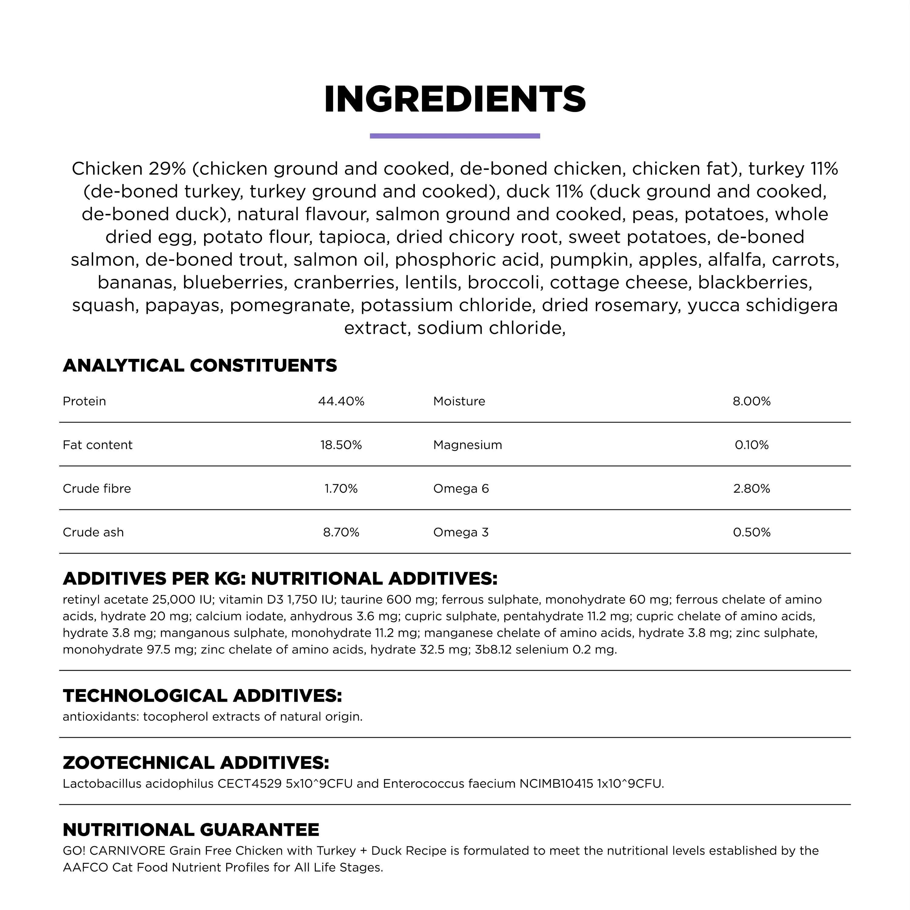 Go! Solutions Carnivore Grain Free Chicken, Turkey + Duck Recipe Dry Cat Food - Image 7
