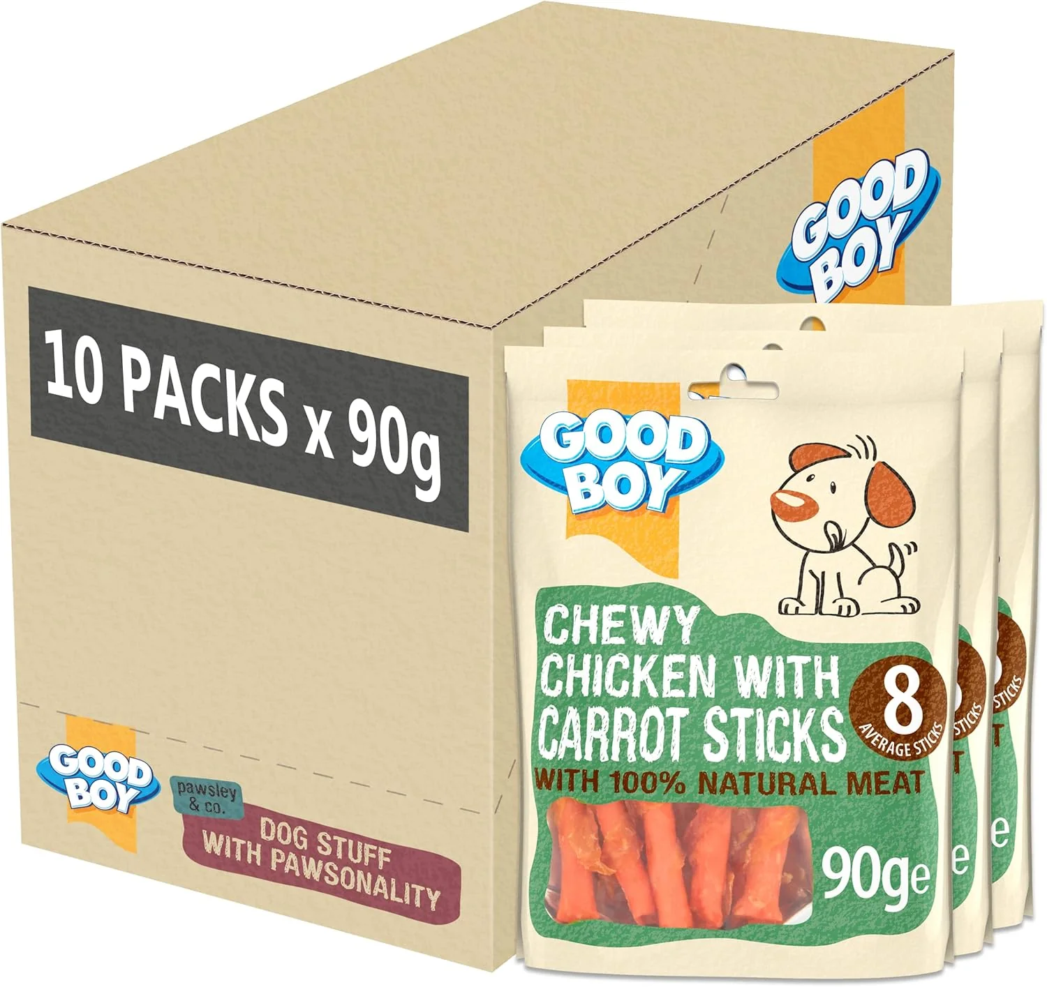 Good Boy Pawsley & Co Chewy Chicken with Carrot Sticks Dog Treats - Image 2