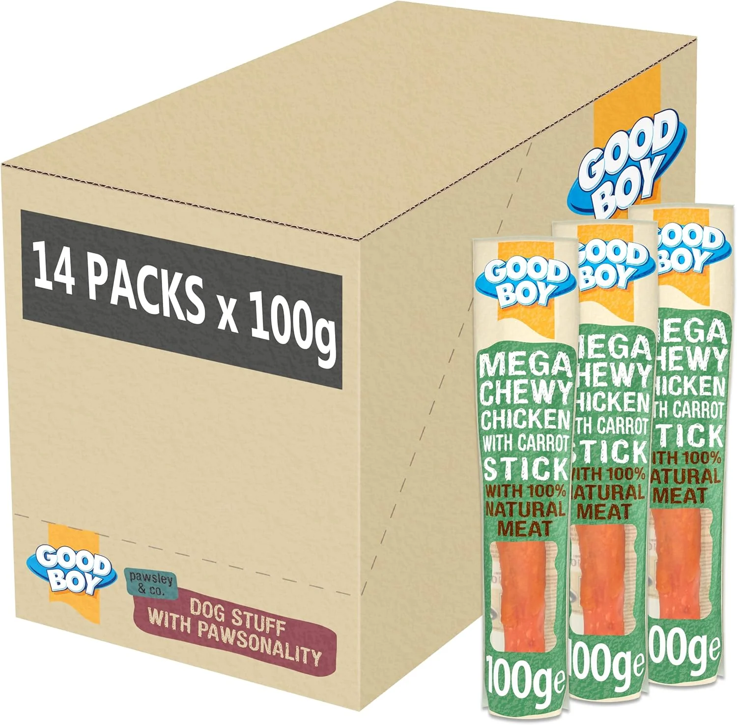Good Boy Pawsley & Co Mega Chewy Chicken with Carrot Stick Dog Treats - Image 2