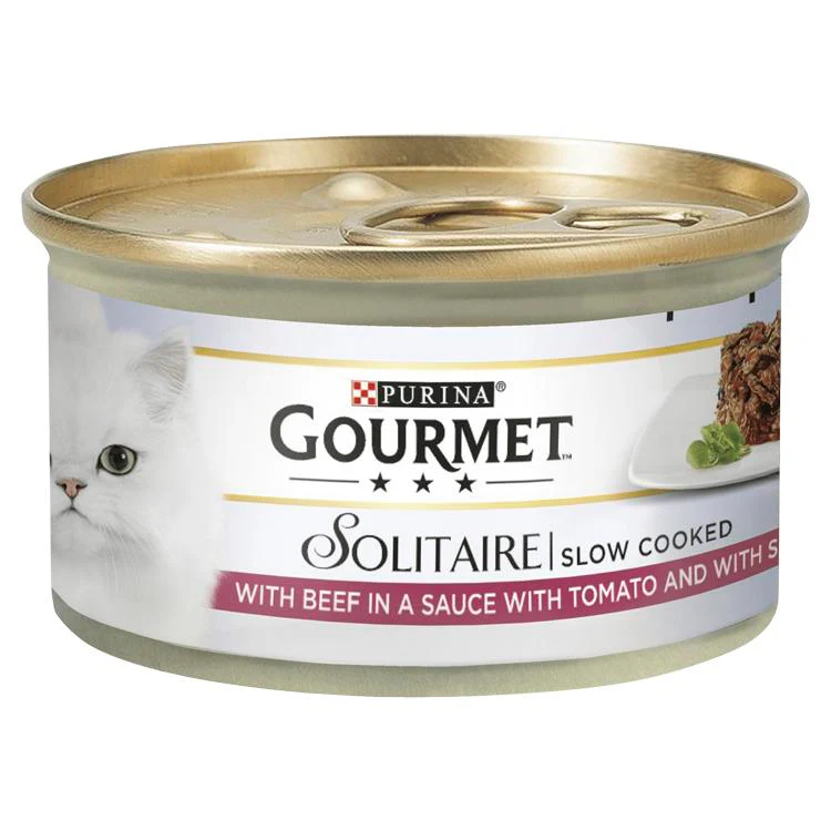 Gourmet Solitaire Adult Wet Cat Food - Beef in Tomato Sauce - Image 3