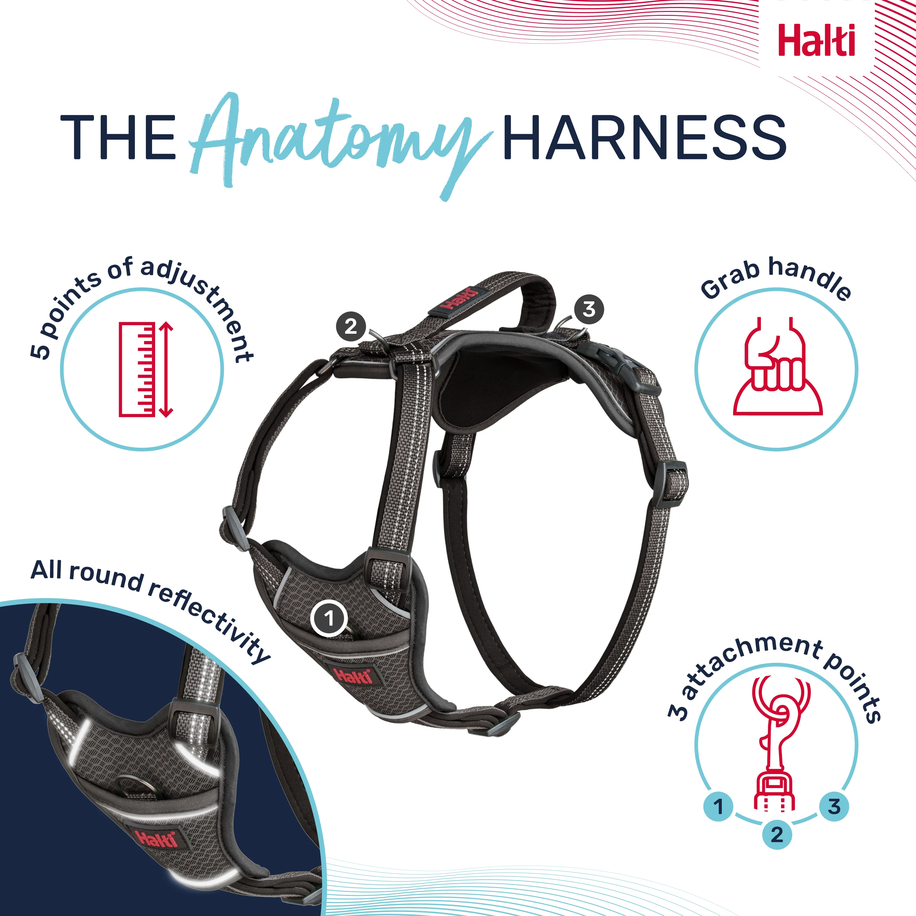 Halti Anatomy Dog Harness - Grey - Image 2