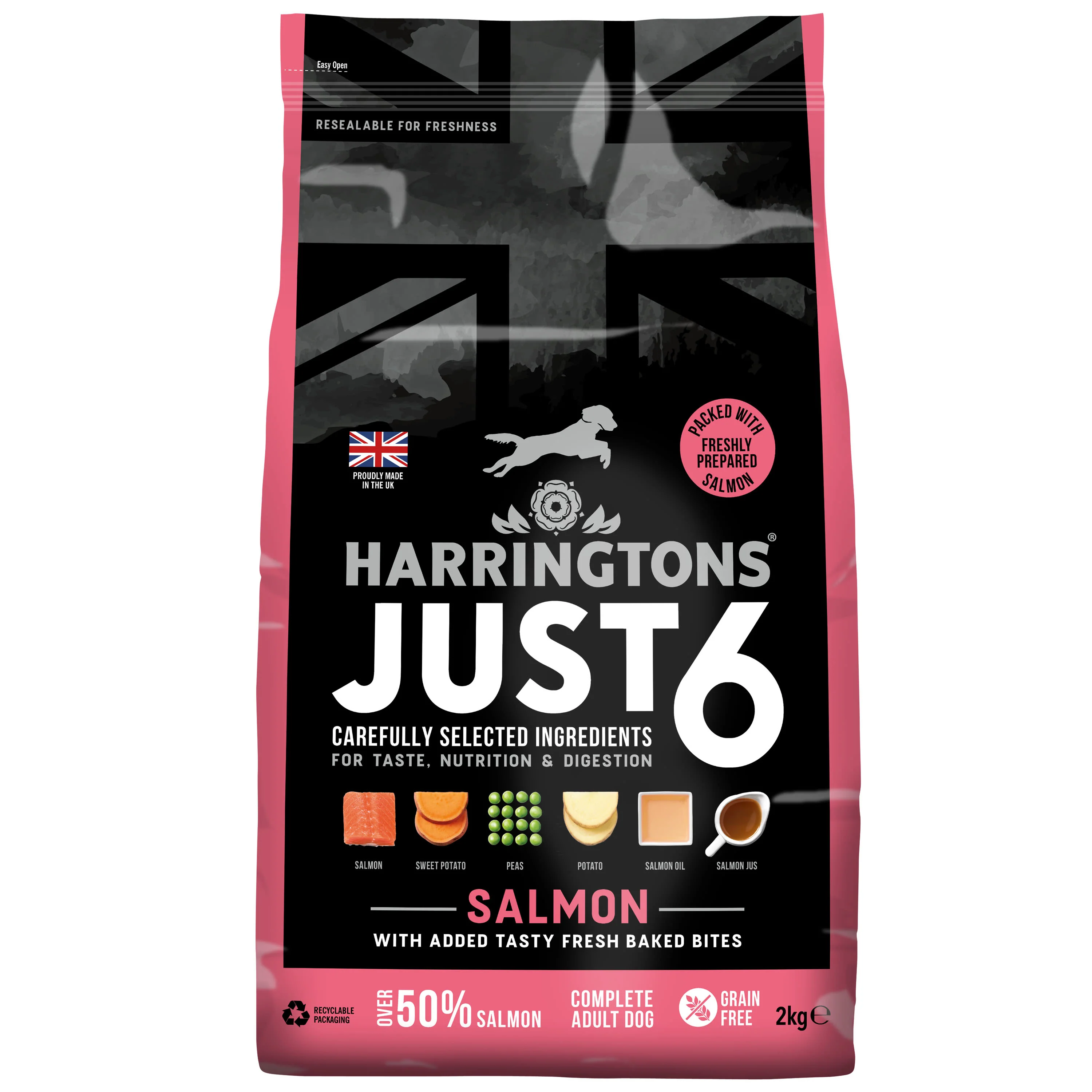 Harringtons Just 6 Grain-free Adult Dry Dog Food - Salmon - Image 2