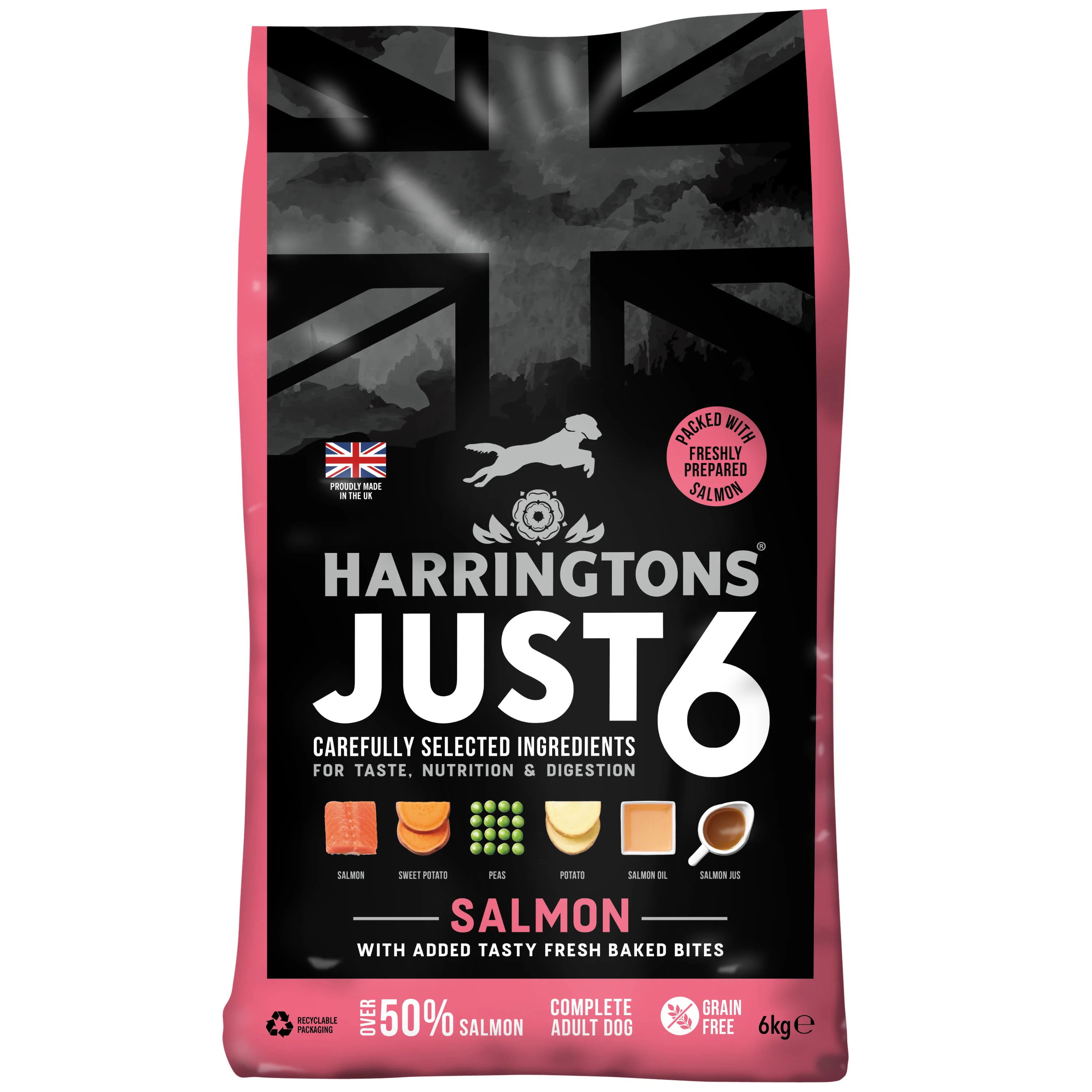 Harringtons Just 6 Grain-free Adult Dry Dog Food - Salmon - Image 3