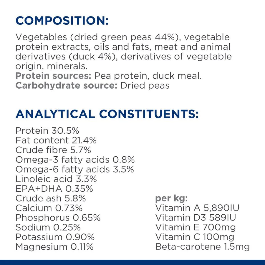 Hill's Prescription Diet d/d Food Sensitivities Adult and Senior Dry Cat Food - Duck & Green Pea 1.5kg - Image 8
