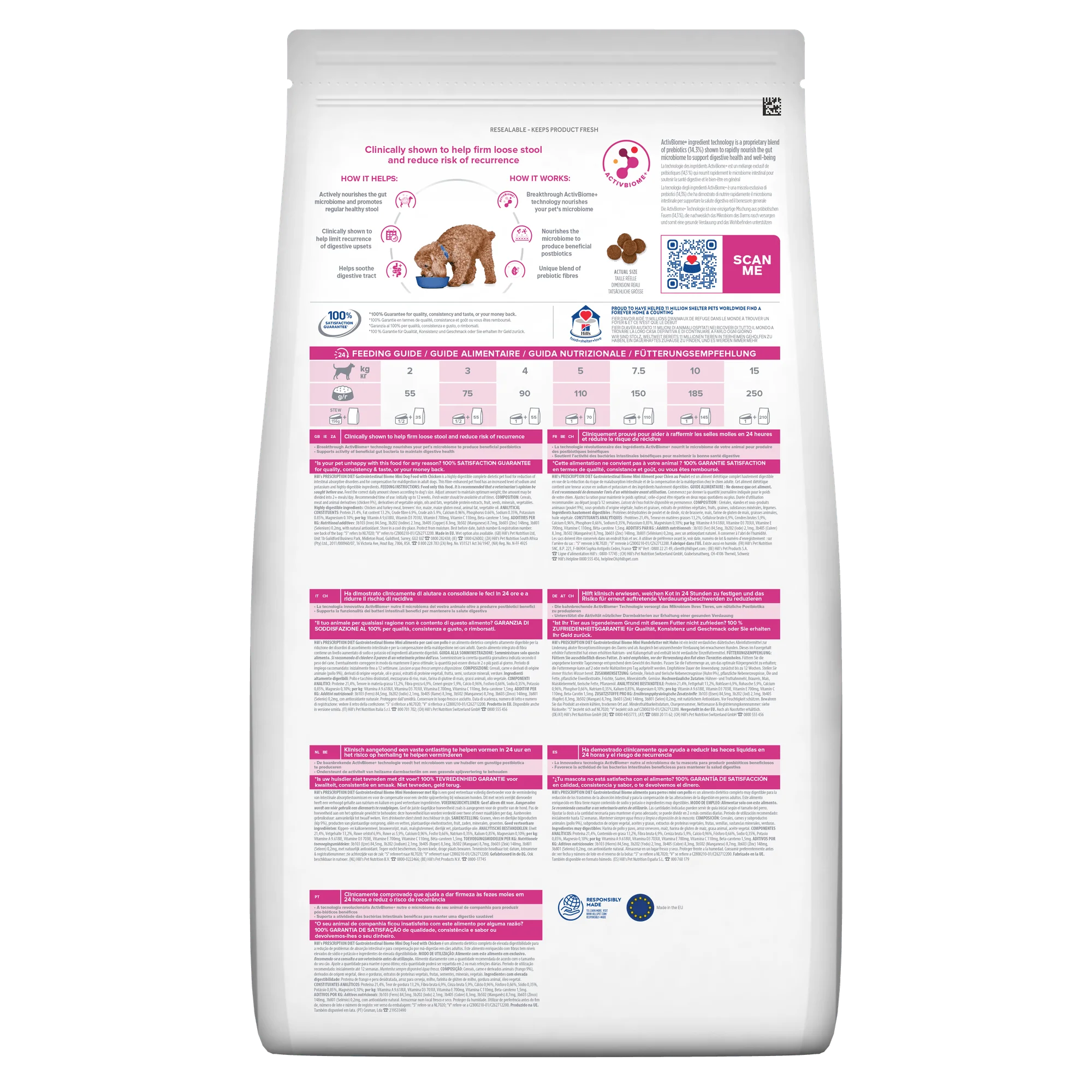 Hill’s Prescription Diet Gastrointestinal Biome Digestive/Fibre Care Mini Dry Dog Food with Chicken - 1kg Bag - Image 3