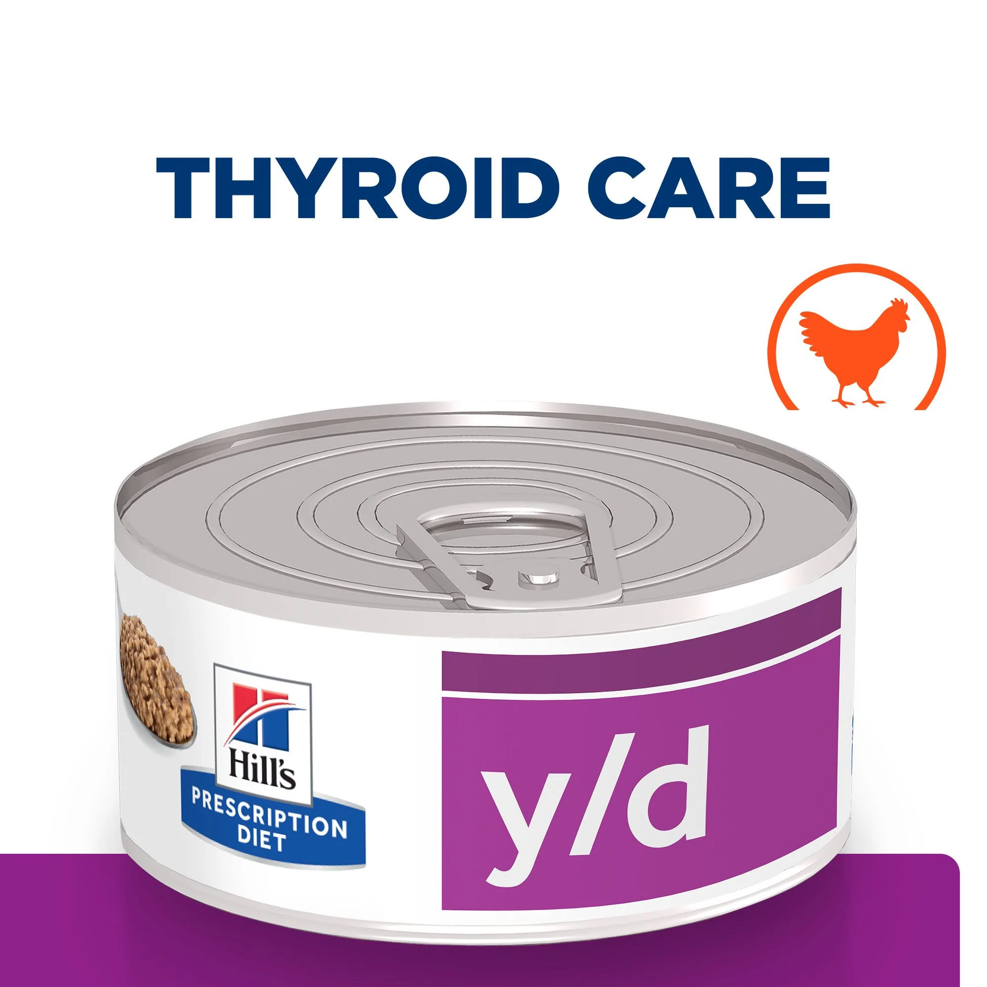 Hill's Prescription Diet y/d Thyroid Care Wet Cat Food with Chicken - 24 x 156g Can - Image 2