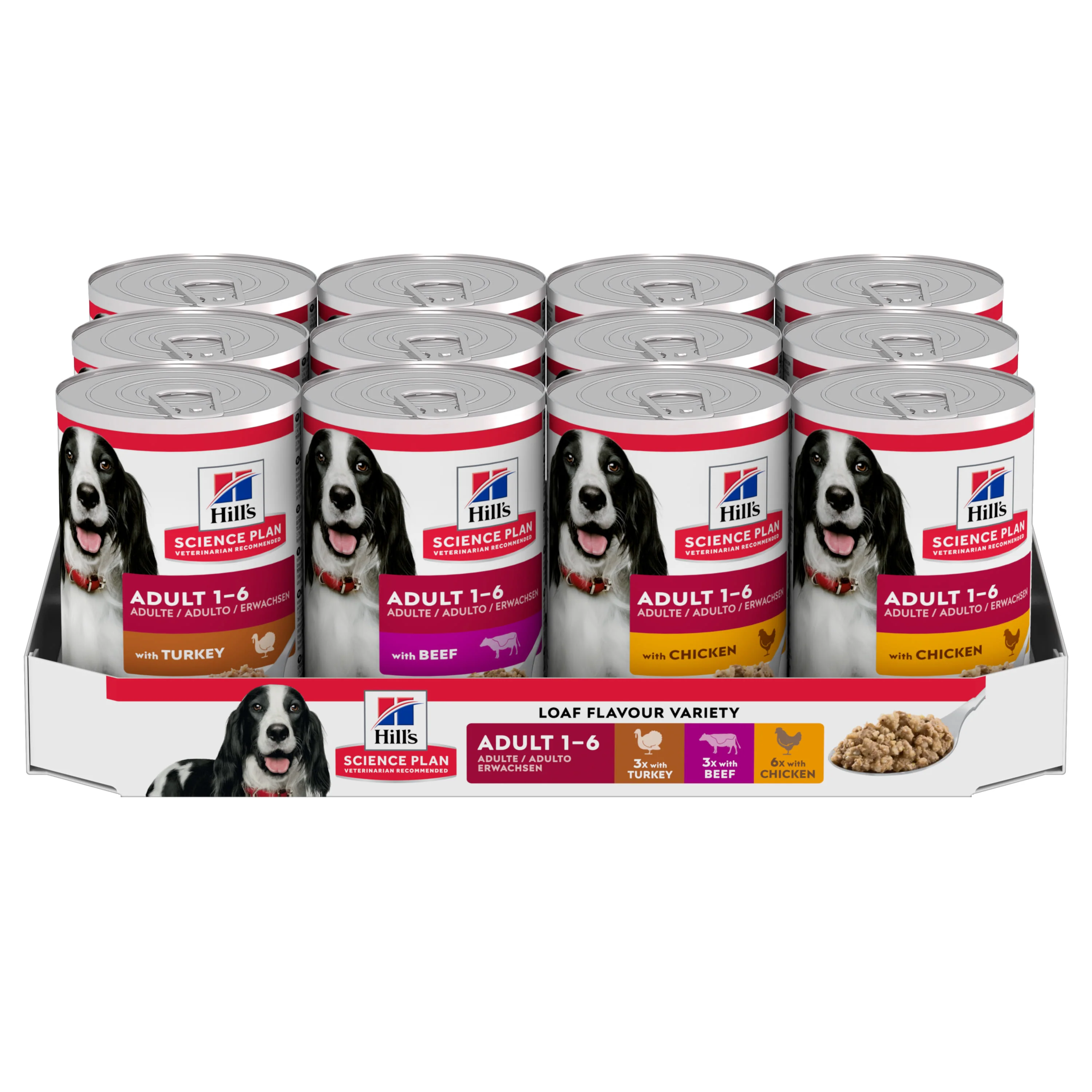 Hill's Science Plan Adult Wet Dog Food with Chicken, Turkey and Beef