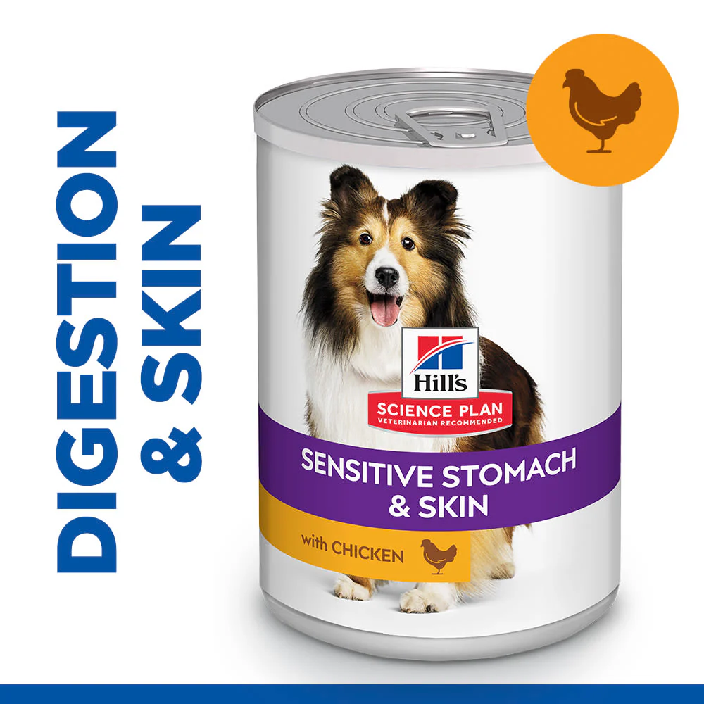Hill's Science Plan Canine Adult Sensitive Stomach & Skin with Chicken Can Wet Dog Food - Image 2