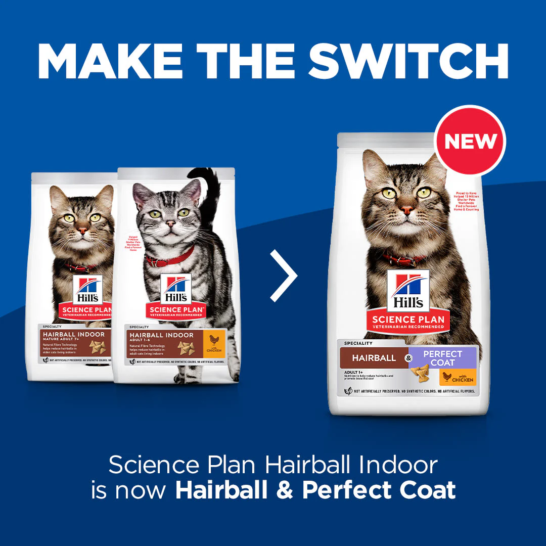 Hill's Science Plan Hairball & Perfect Coat Adult Dry Cat Food - Chicken - Image 2