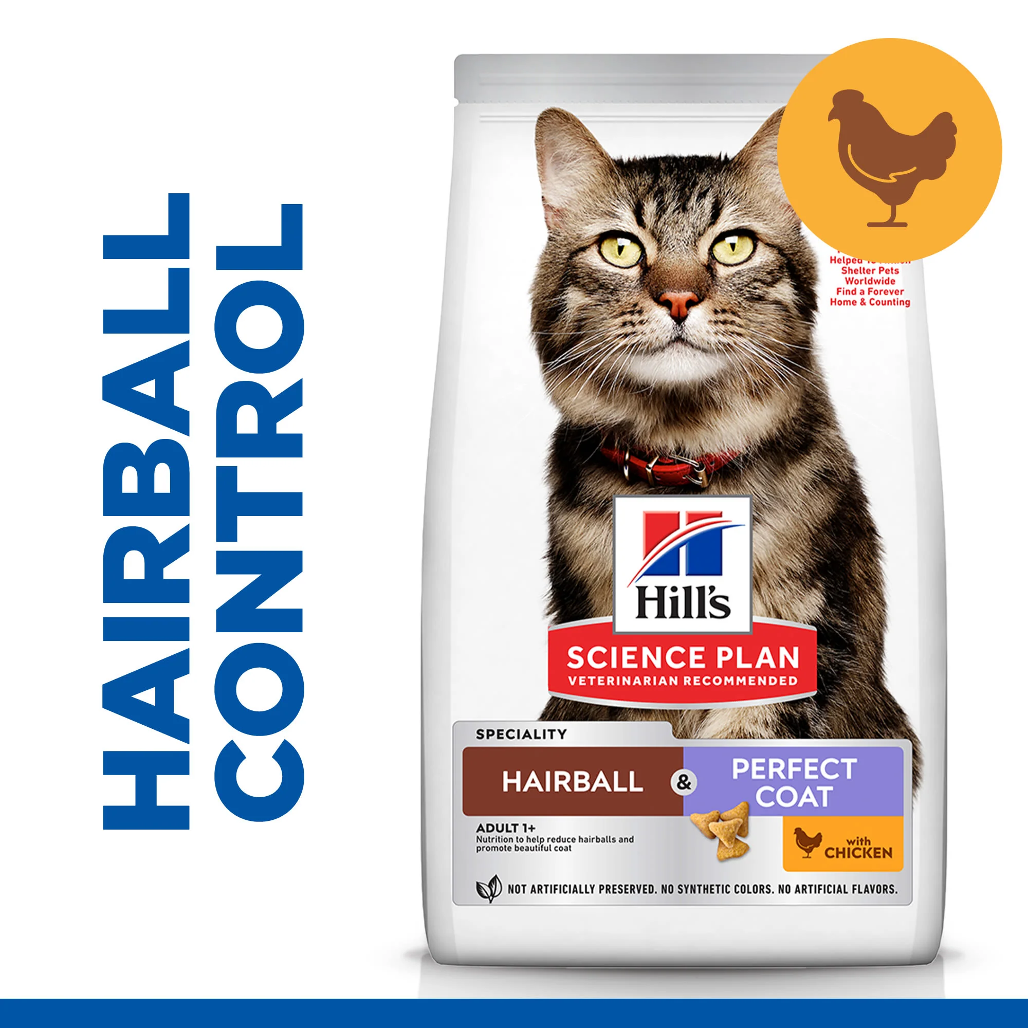 Hill's Science Plan Hairball & Perfect Coat Adult Dry Cat Food - Chicken - Image 7