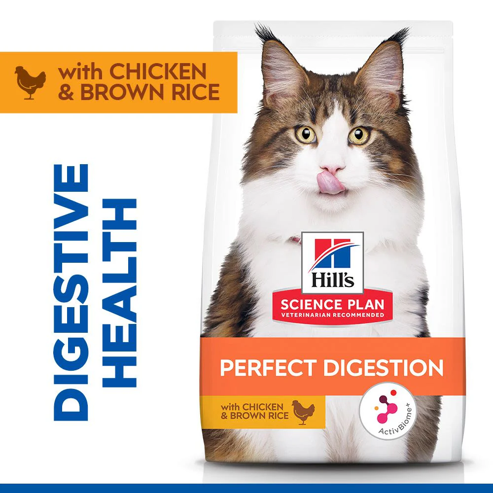 Hill's Science Plan Perfect Digestion Adult 1+ Dry Cat Food with Chicken & Brown Rice - 7kg Bag - Image 2