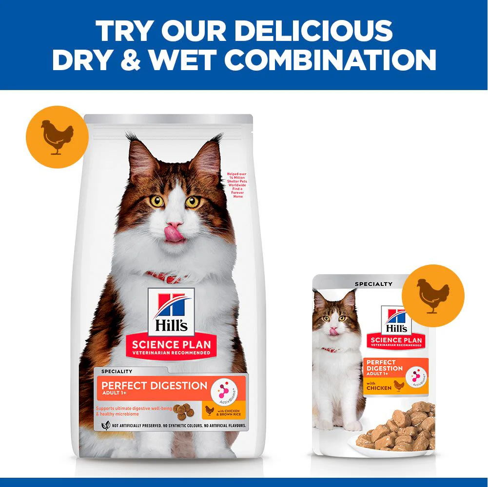 Hill's Science Plan Perfect Digestion Adult 1+ Dry Cat Food with Chicken & Brown Rice - 7kg Bag - Image 6