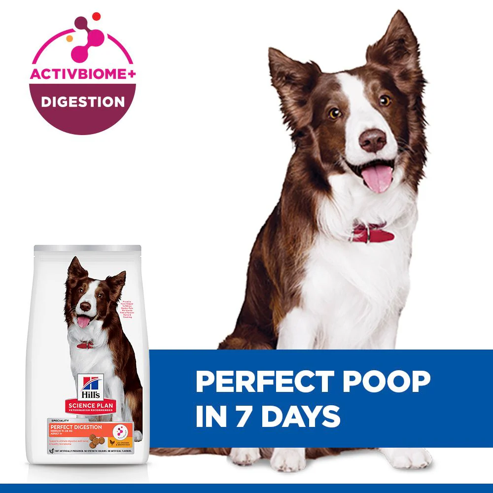 Hill's Science Plan Perfect Digestion Medium Adult 1+ Dry Dog Food - Chicken & Brown Rice - Image 7