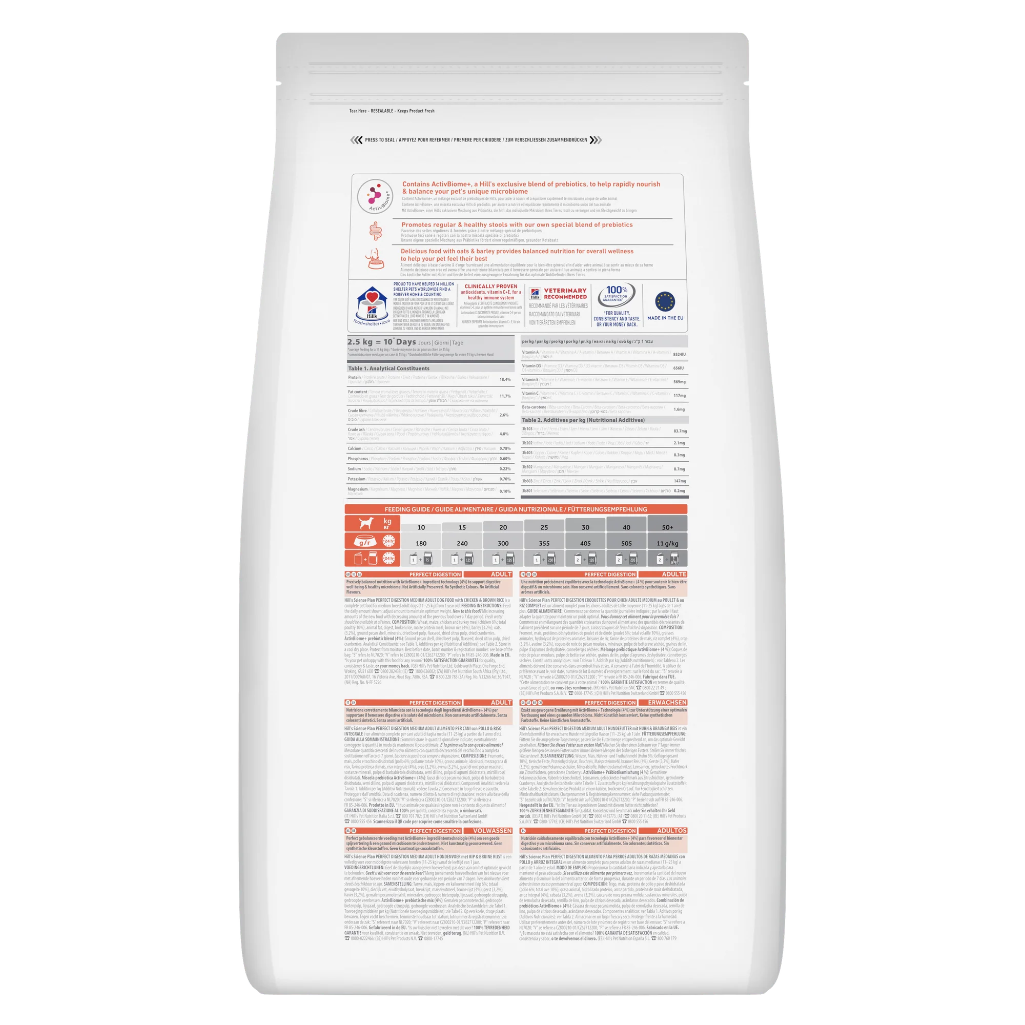 Hill's Science Plan Perfect Digestion Medium Adult 1+ Dry Dog Food - Chicken & Brown Rice - Image 9