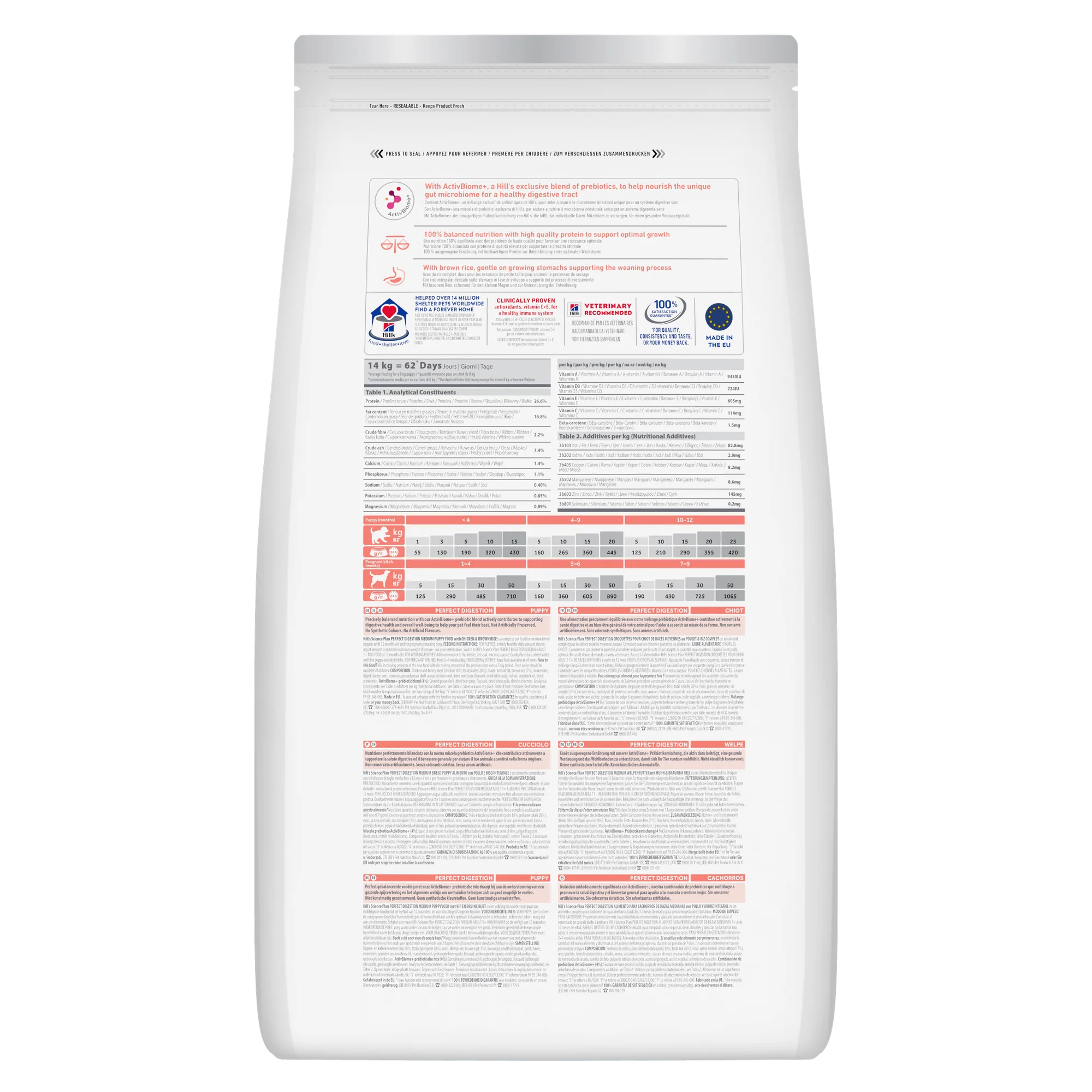 Hill's Science Plan Perfect Digestion Medium Puppy Dry Food with Chicken and Brown Rice - 14kg Bag - Image 3