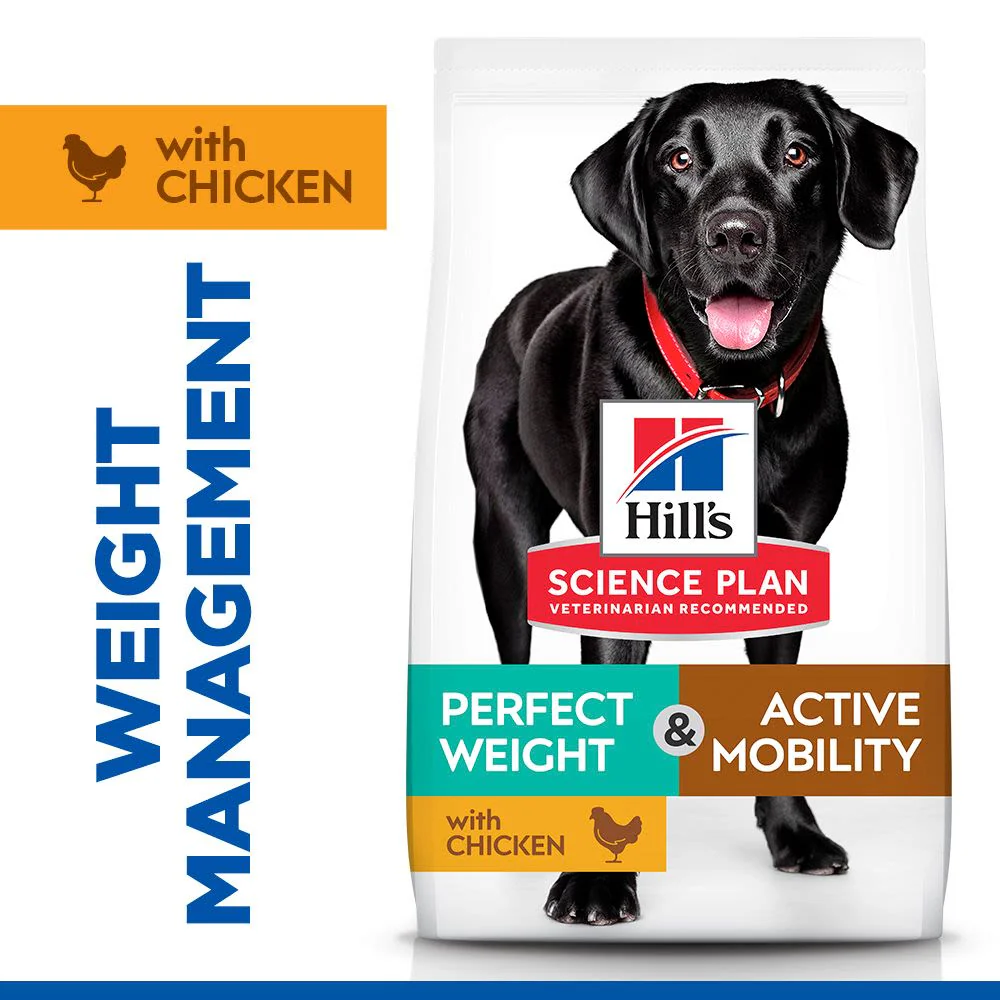 Hill's Science Plan Perfect Weight & Active Mobility Adult Large Dry Dog Food with Chicken - 12kg Bag - Image 2