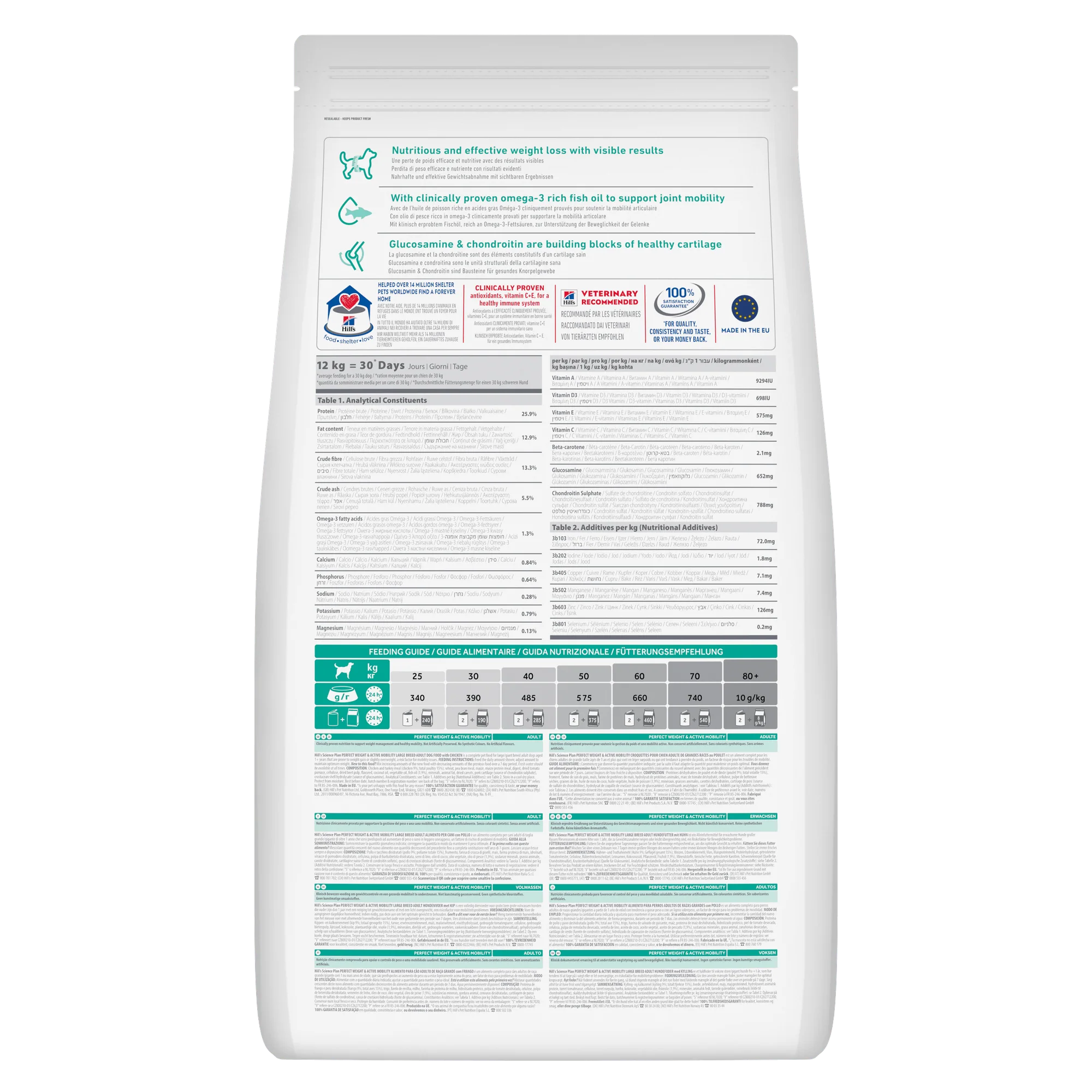 Hill's Science Plan Perfect Weight & Active Mobility Adult Large Dry Dog Food with Chicken - 12kg Bag - Image 3