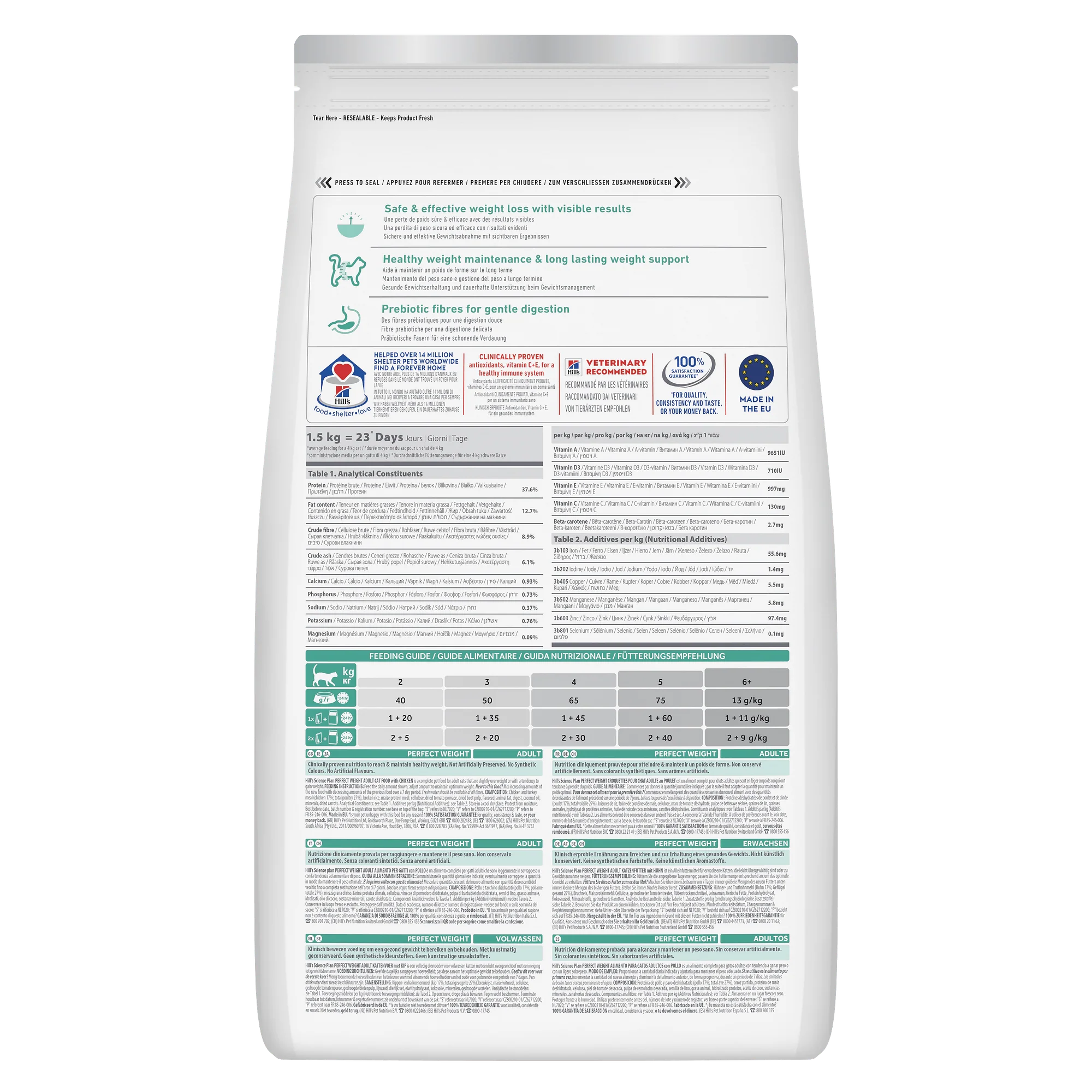 Hill's Science Plan Perfect Weight Adult 1+ Years Adult Dry Cat Food - Chicken - Image 8