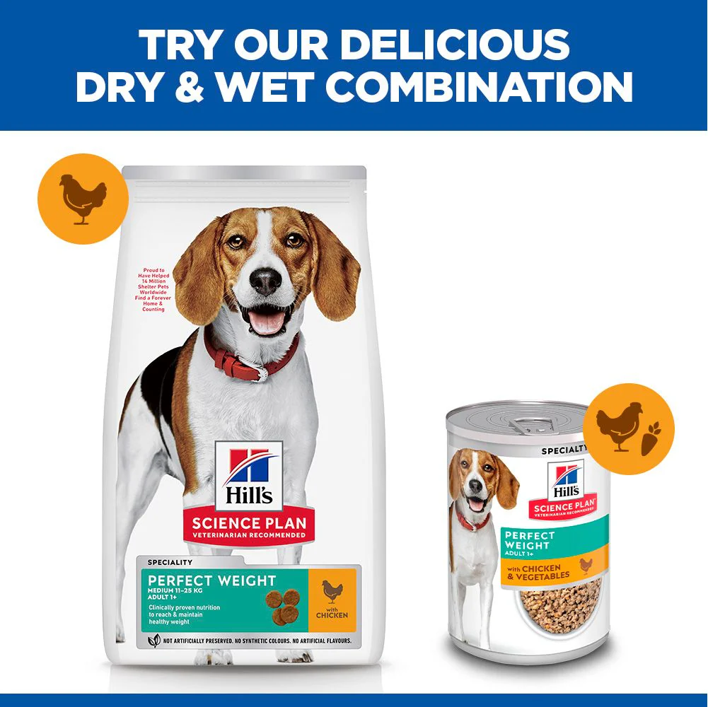 Hill's Science Plan Perfect Weight Medium Adult 1+ Dry Dog Food - Chicken - Image 6