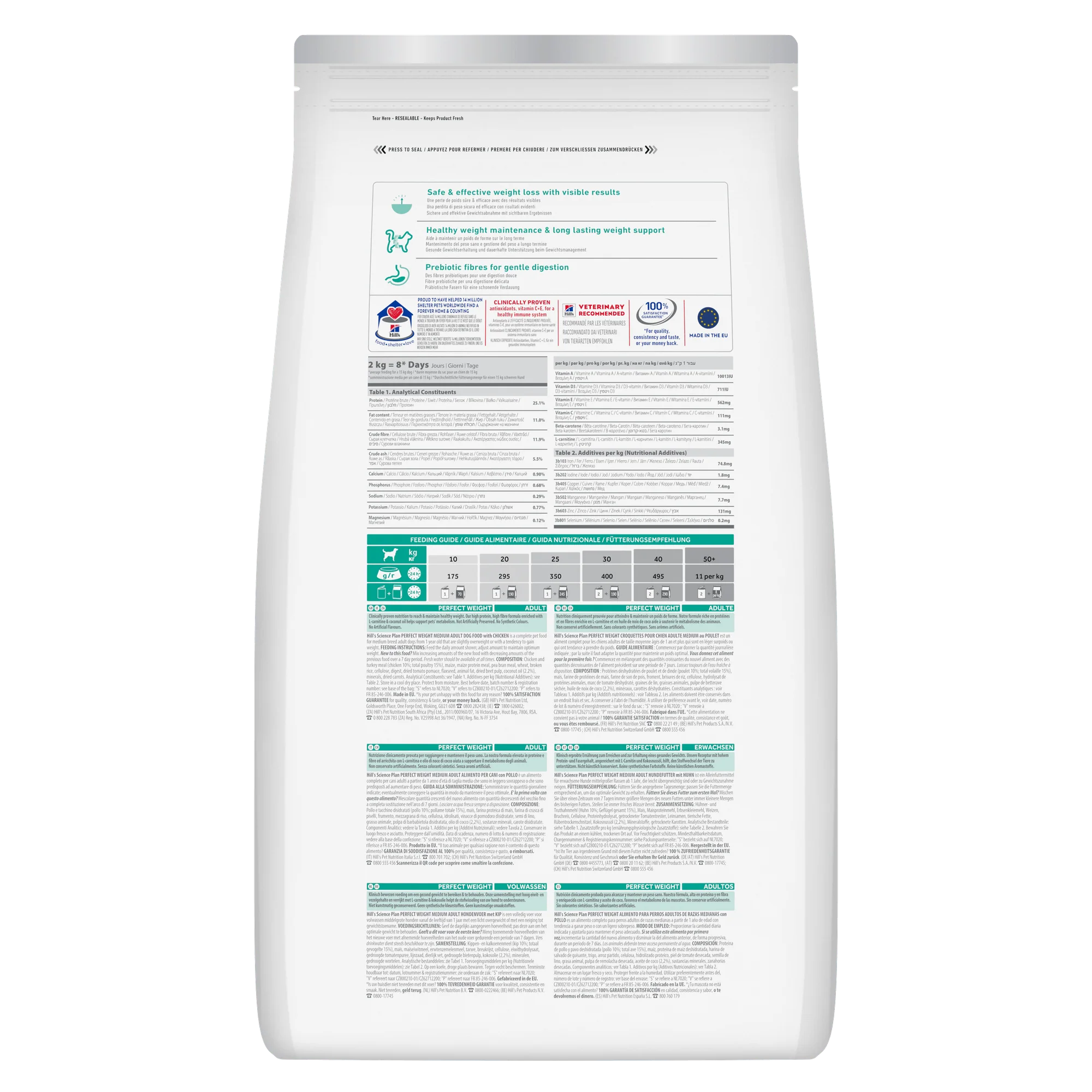 Hill's Science Plan Perfect Weight Medium Adult 1+ Dry Dog Food - Chicken - Image 9