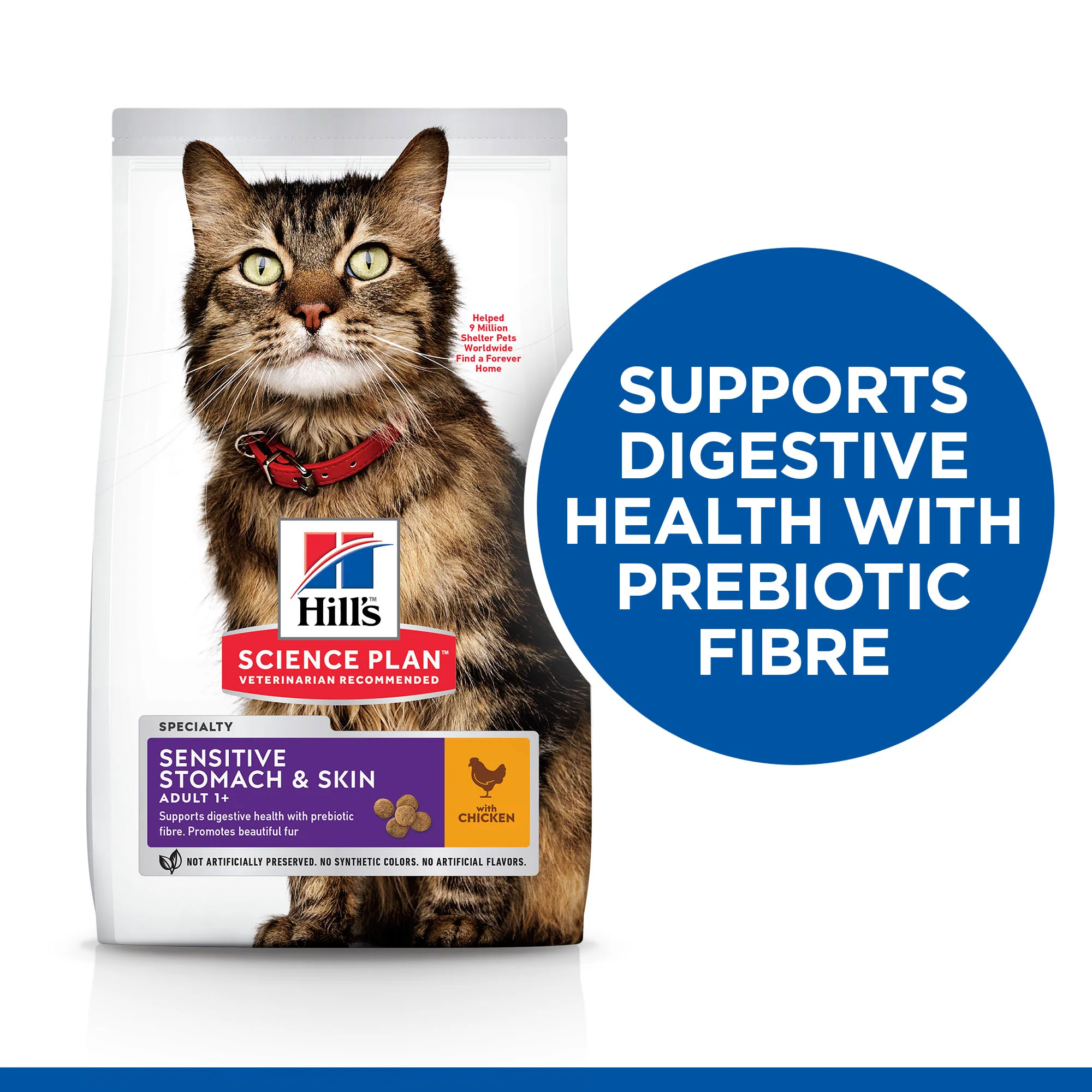 Hill's Science Plan Sensitive Stomach & Skin Adult 1+ Dry Cat Food - Chicken - Image 4