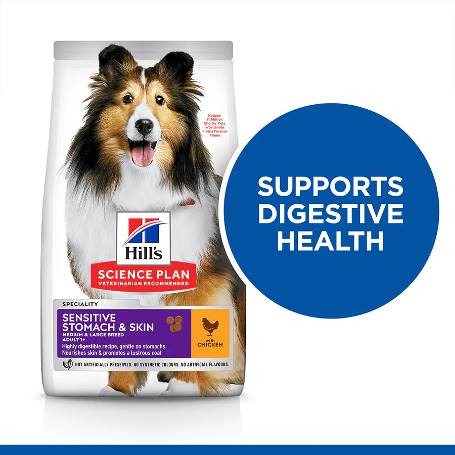 Hill's Science Plan Sensitive Stomach & Skin Medium Adult 1+ Dry Dog Food - Chicken - Image 4