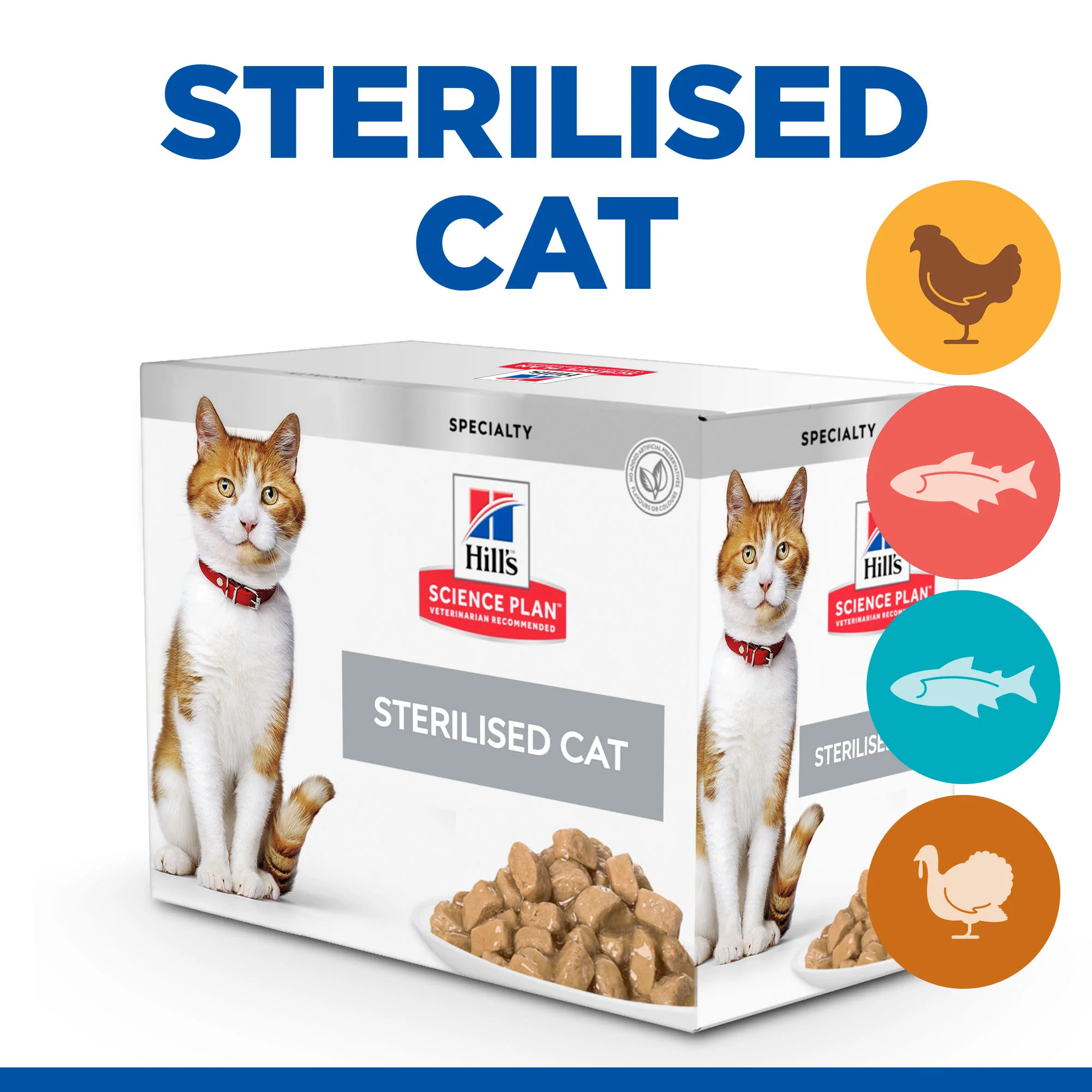 Hill's Science Plan Sterilised Cat Adult Wet Cat Food Multipack - Chicken, Salmon, Trout, Turkey - Image 2